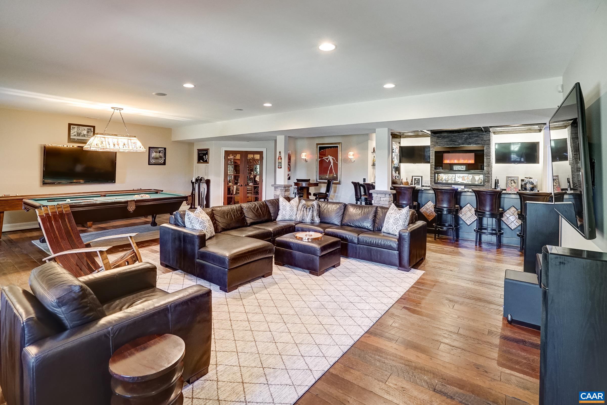 Head to the basement for an entertainer's dream space!