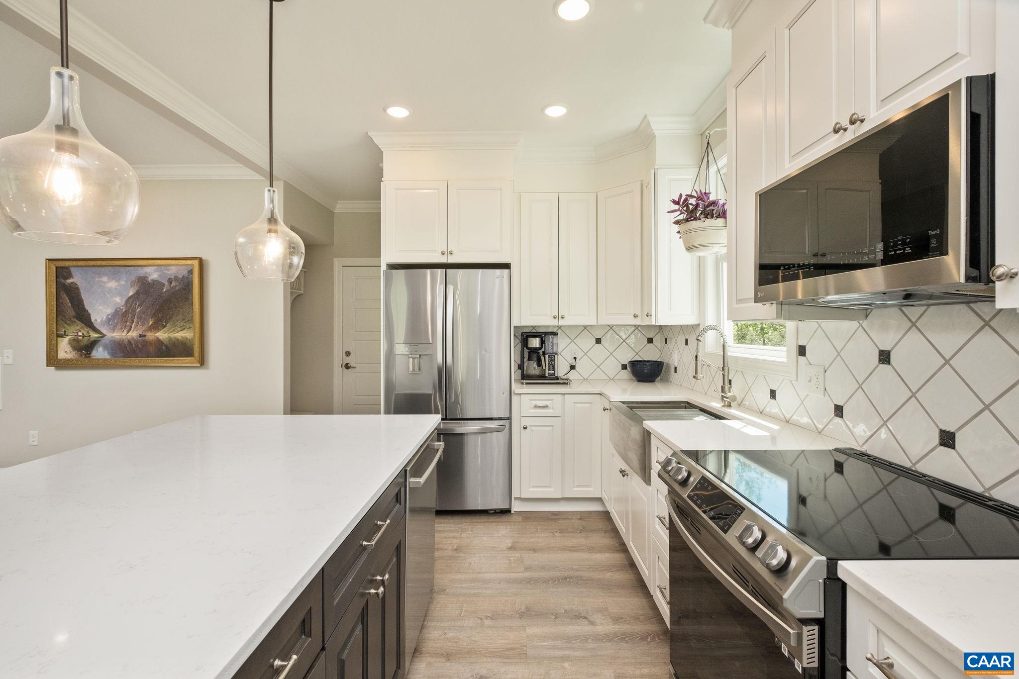 The kitchen is in view from the dining area.  The kitchen flows nicely and offers plenty of countertop space.