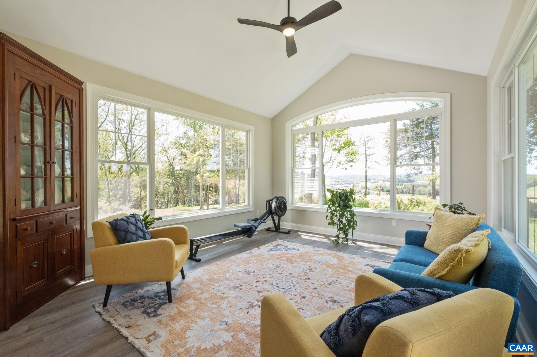 With all of the beauty of the sunroom, the built-in cabinetry adds character and additional storage space.