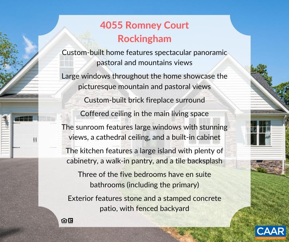 4055 ROMNEY CT, ROCKINGHAM, Virginia 22802, 5 Bedrooms Bedrooms, ,4 BathroomsBathrooms,Residential,4055 ROMNEY CT,676964 MLS # 676964