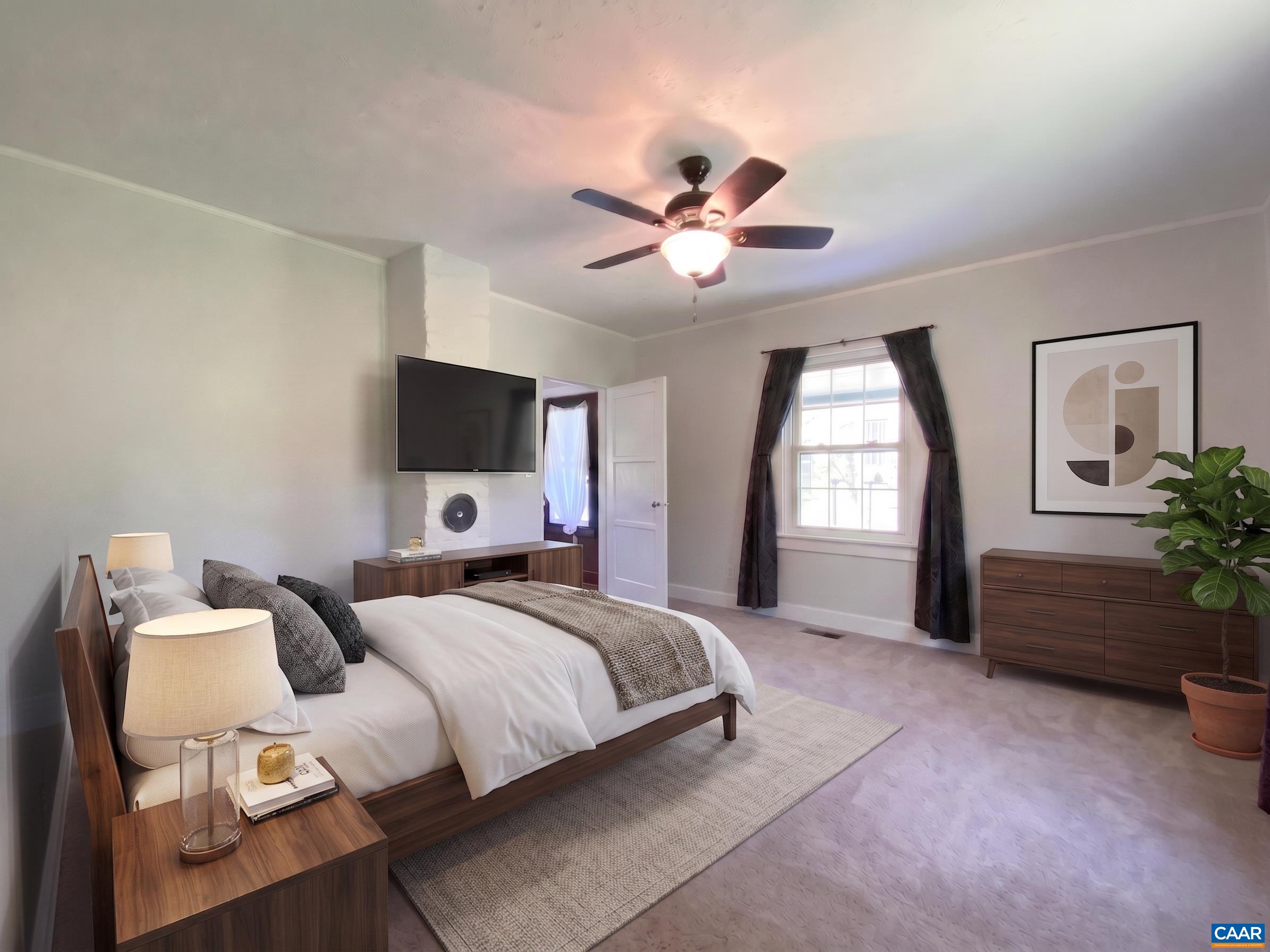 Virtually staged to show furniture layout options