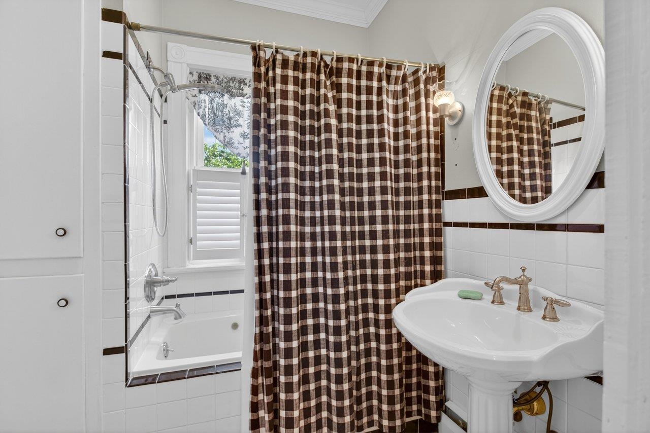 This is the perfect location for a bathroom. Tucked behind the kitchen, away from everything