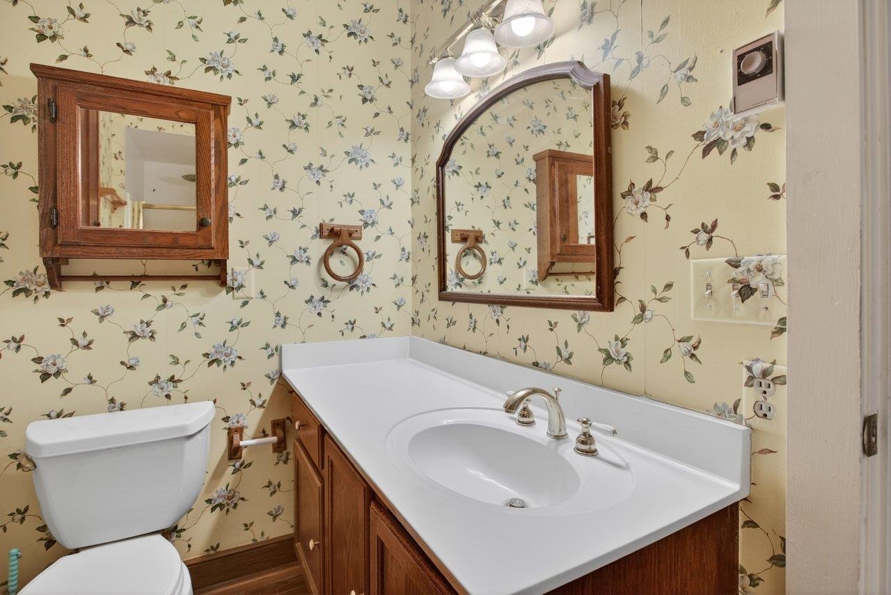 This bathroom has a shower.