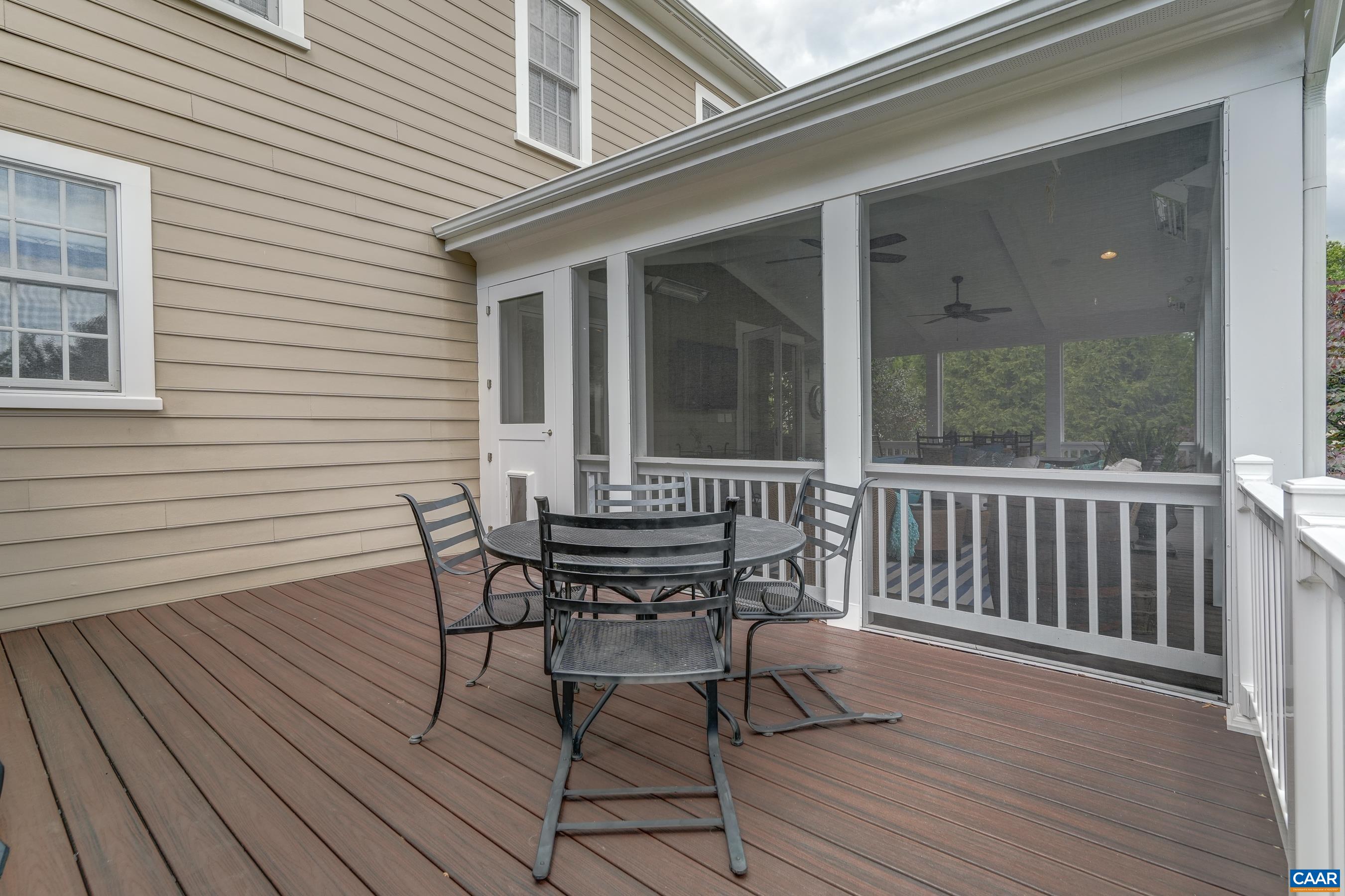 Composite deck with access from primary suite and porch.
