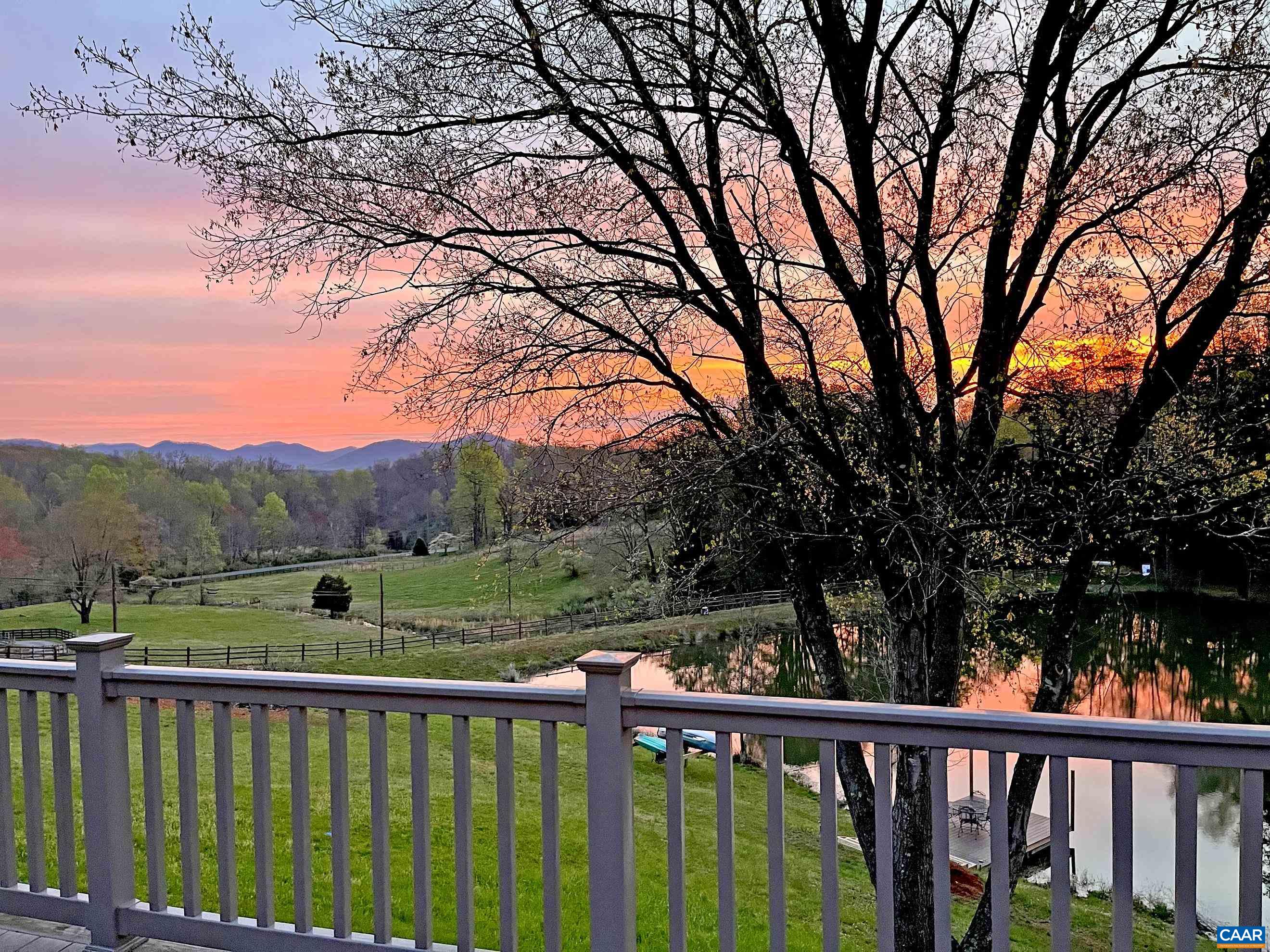 Enjoy breathtaking mountain, water and sunrise views from this magical spot in Nelson County.