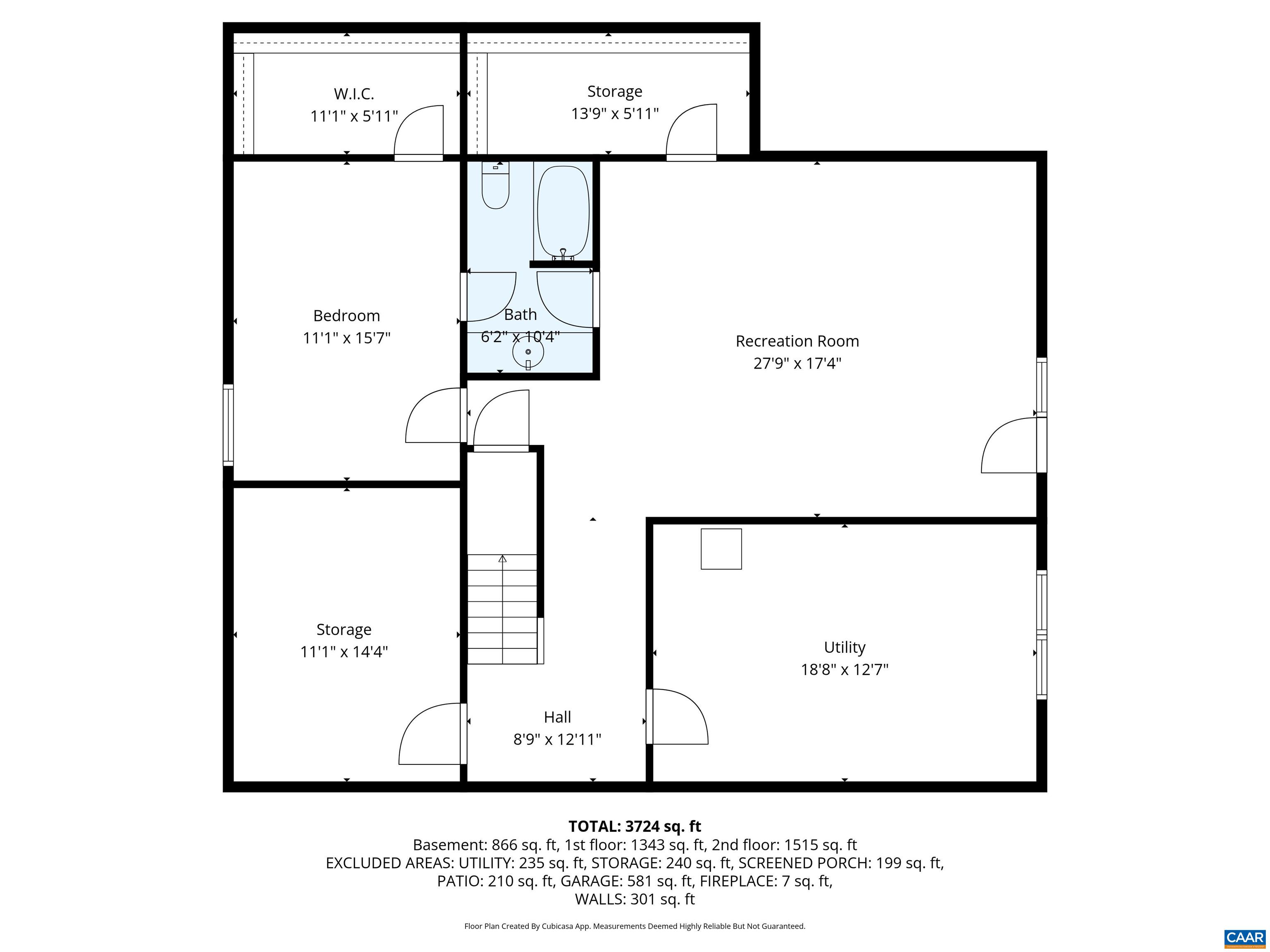 Lower level floor plan.