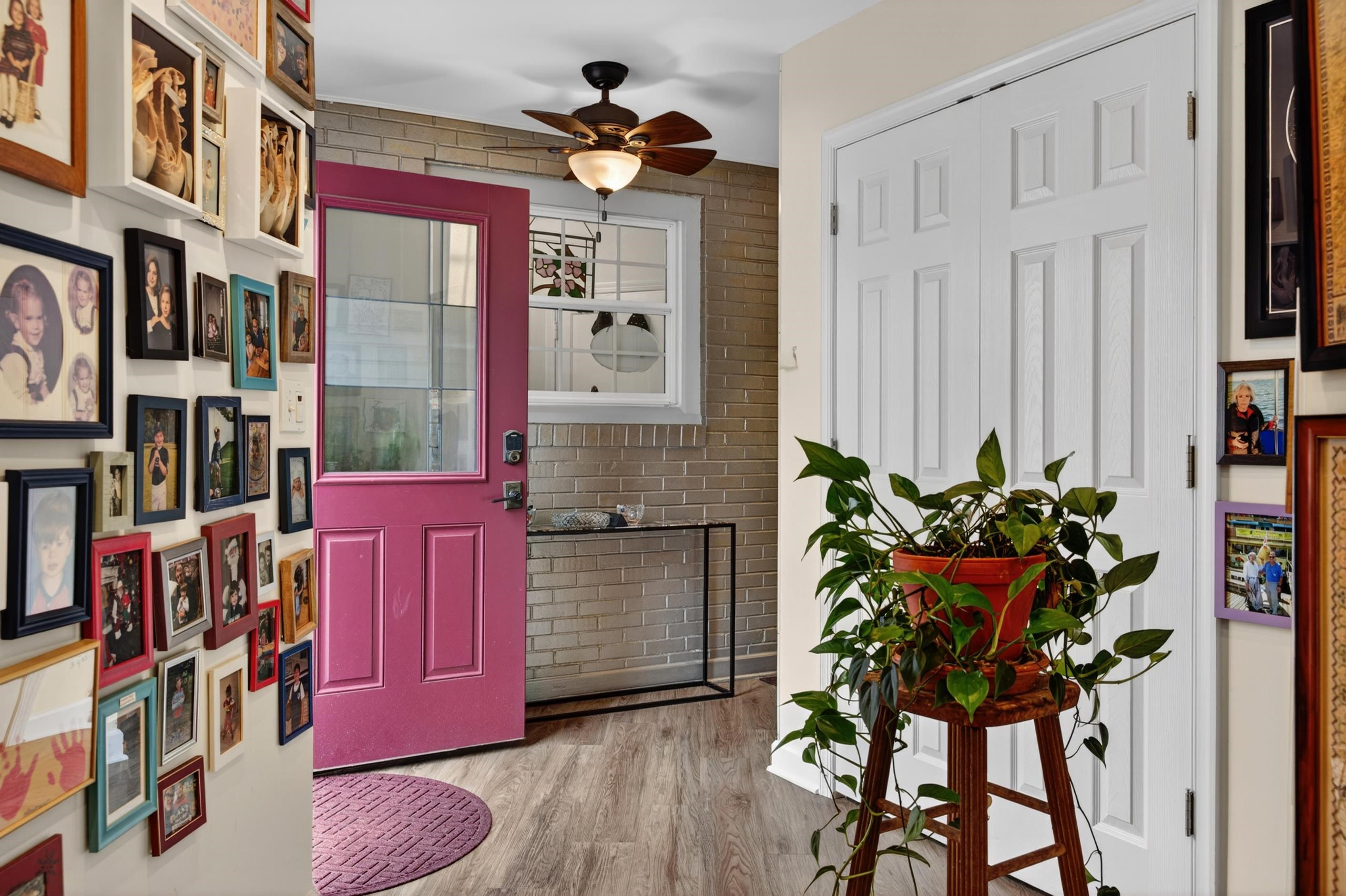Breezeway used as photo gallery, extra wide, steel core doors
