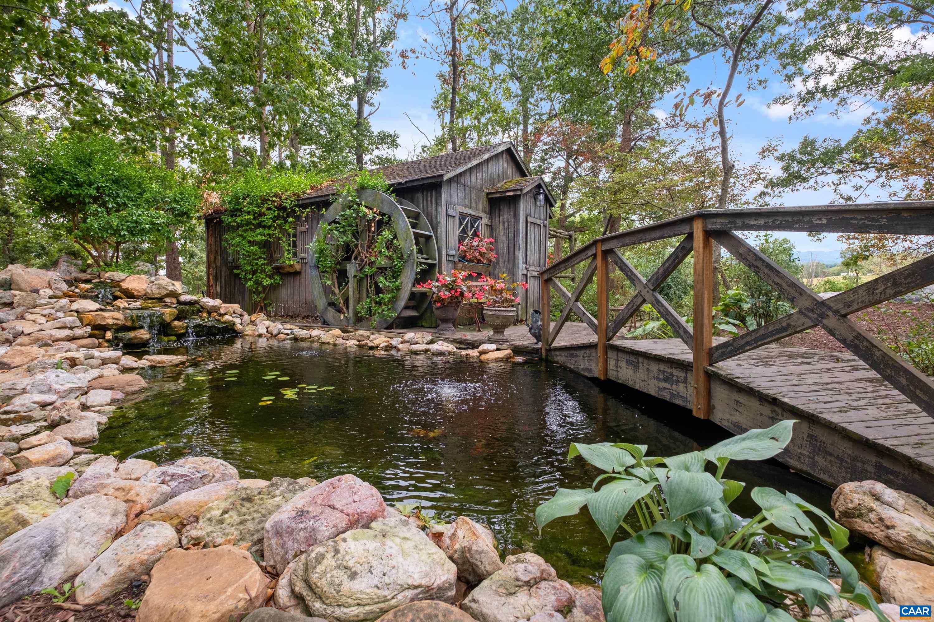 Property features a pond and a replica of the historic Mabry Mill, a tourist attraction located on the Blue Ridge Parkway.