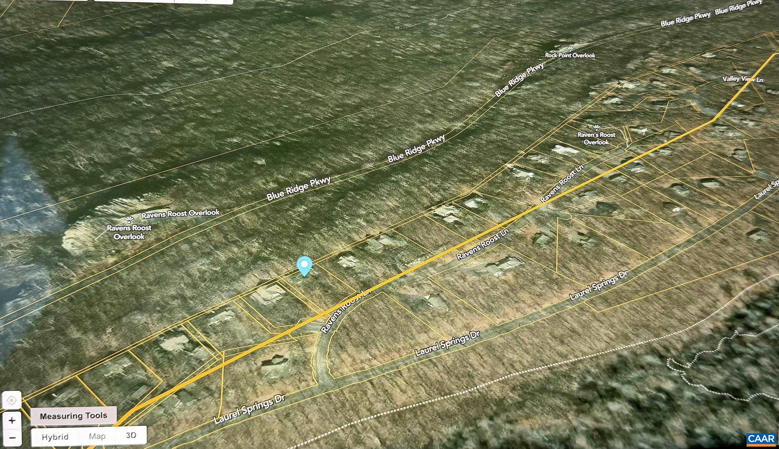 Map showing the property in relation to the Blue Ridge Pkwy, the Ravens Roost Overlook off of the Blue Ridge Pwky and the Ravens Roost Overlook that is at the end of Ravens Roost Ln. Map showing the property in relation to the Blue Ridge Pkwy, the Ravens Roost Overlook off of the Blue Ridge Pwky and the Ravens Roost Overlook that is at the end of Ravens Roost Ln.