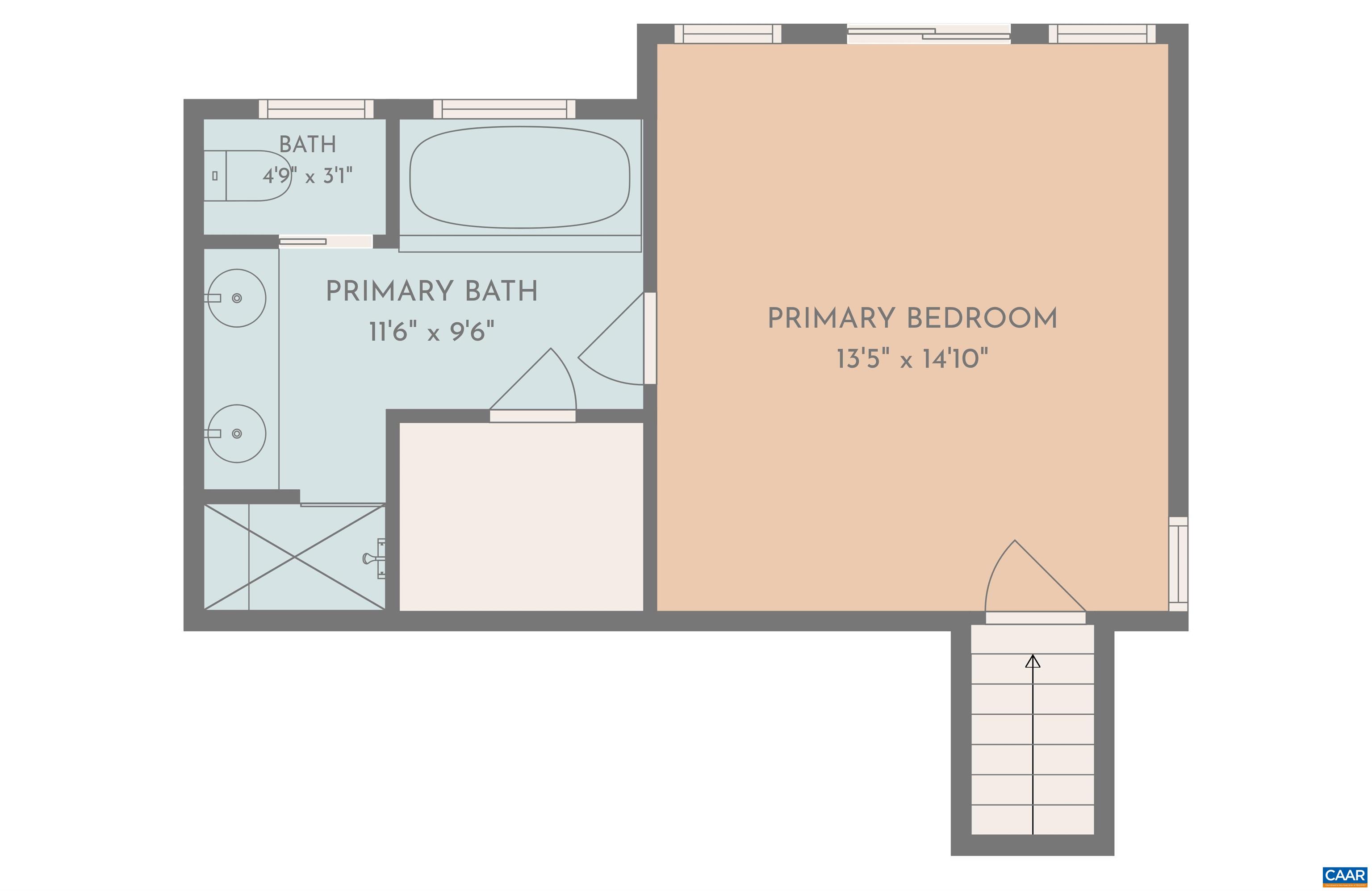 Top floor- primary bedroom floor plan