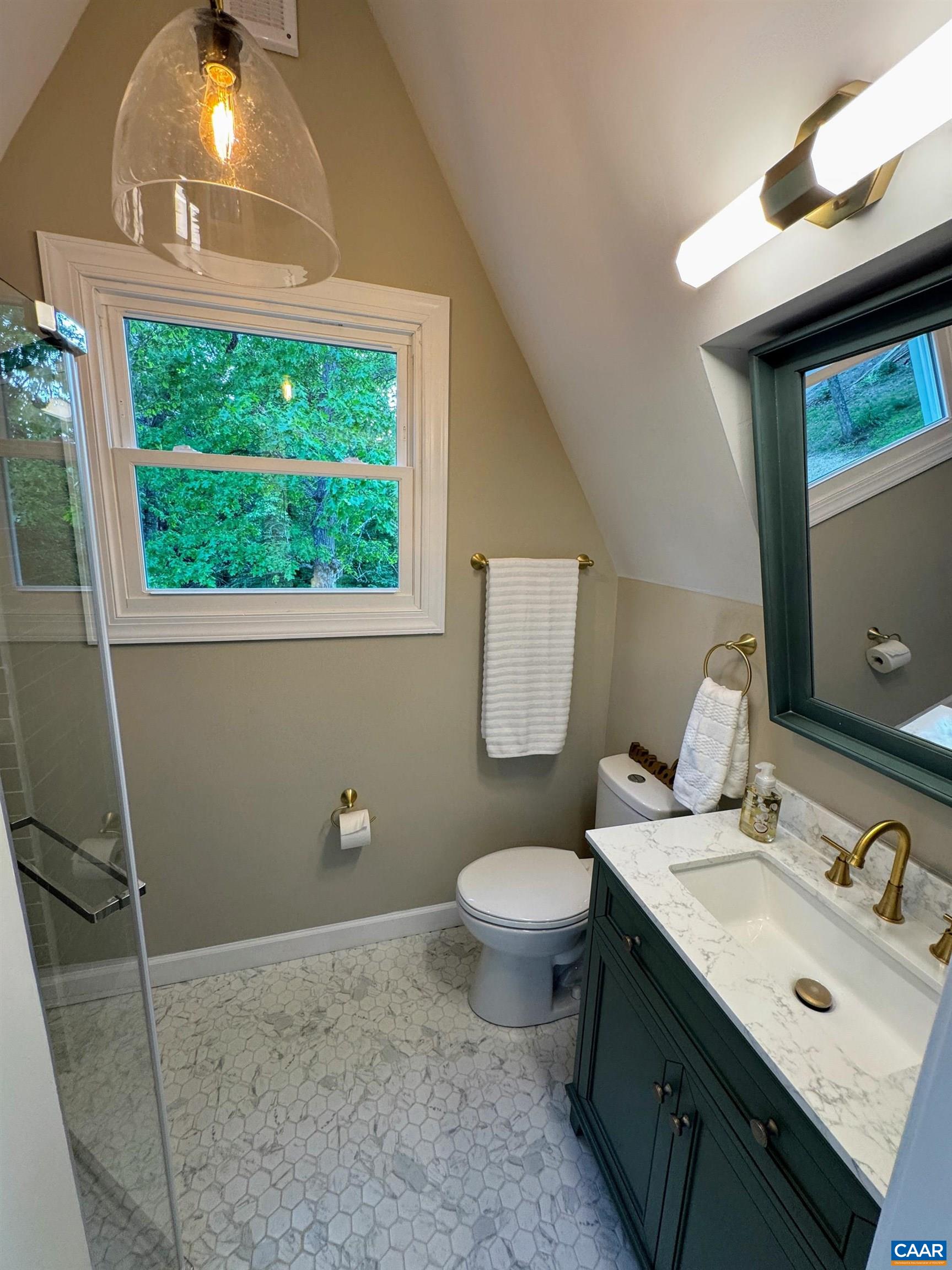 with Custom Tile, Vanity, Shower, Lighting & Fixtures with Custom Tile, Vanity, Shower, Lighting & Fixtures
