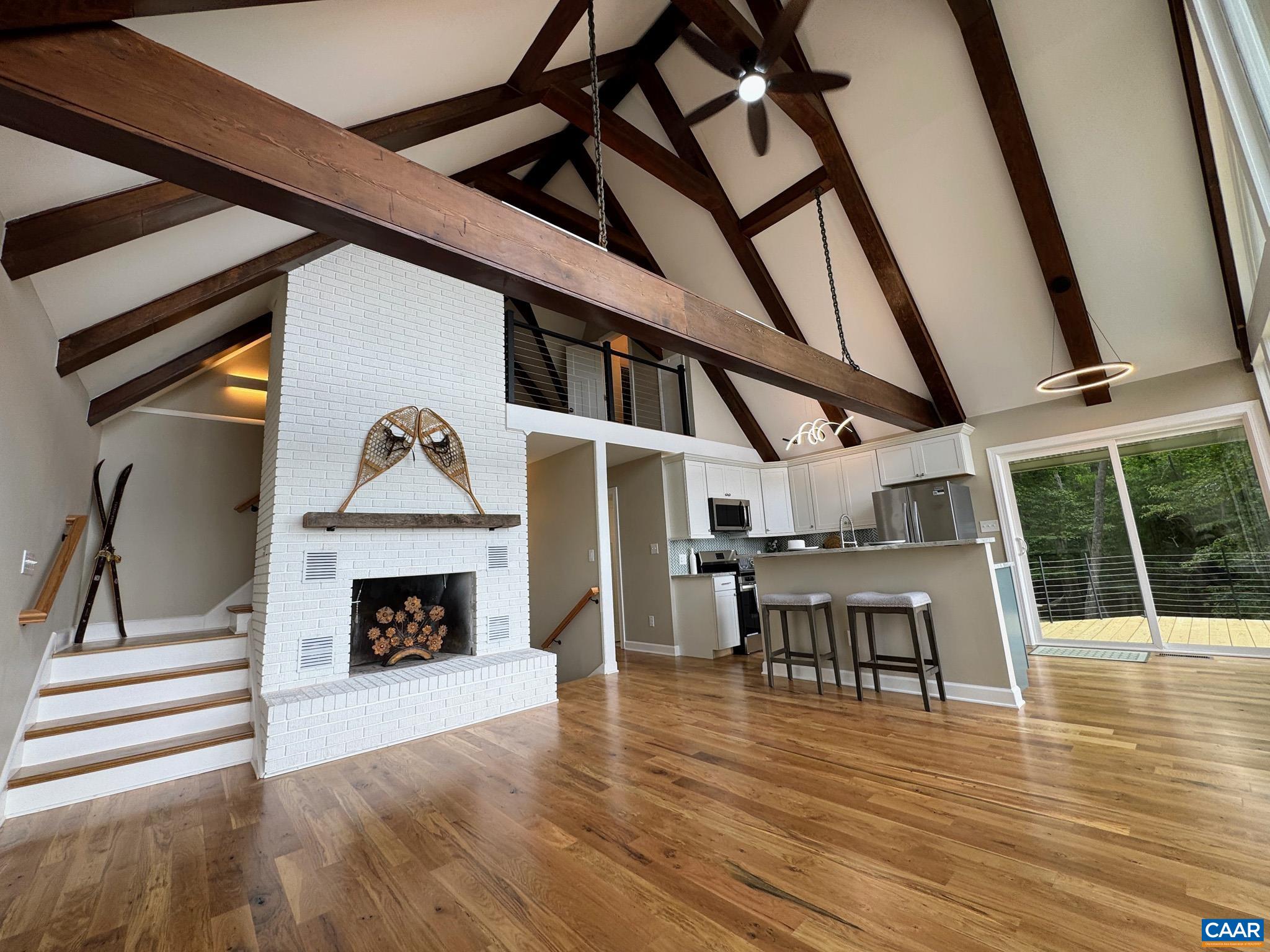 ... with Wood Burning Brick Fireplace, Open Beams, Custom Lighting, Solid White Oak Flooring. ... with Wood Burning Brick Fireplace, Open Beams, Custom Lighting, Solid White Oak Flooring.