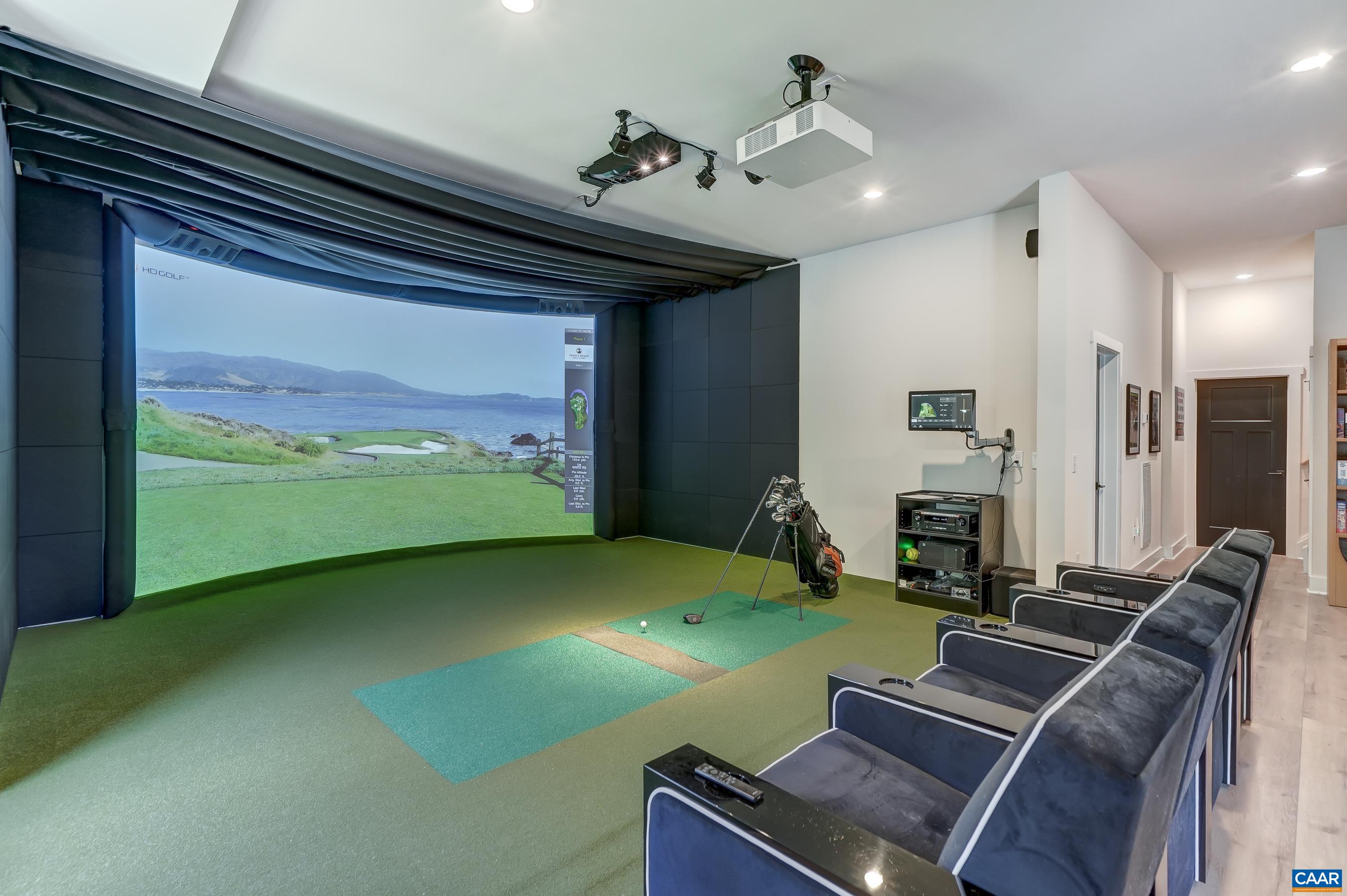 State of the art HD Golf Simulation system in the rec room is what the pros have at their homes. Enjoy imax movies and other sports too! State of the art HD Golf Simulation system in the rec room is what the pros have at their homes. Enjoy imax movies and other sports too!