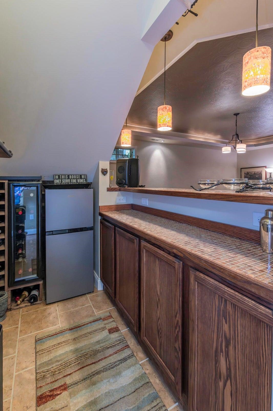 A peek behind the bar. A peek behind the bar.