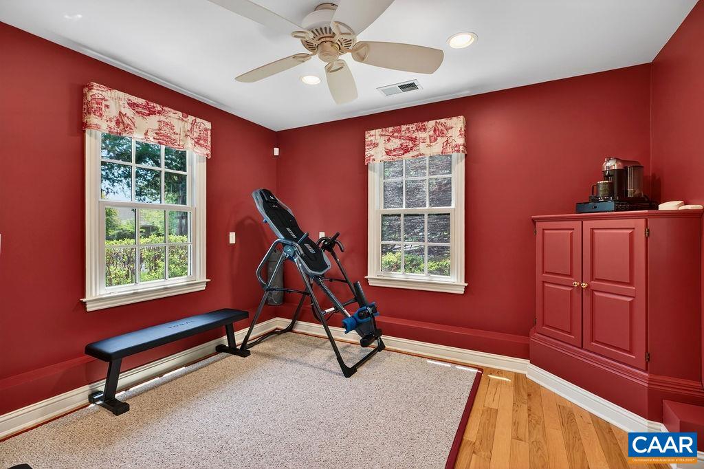 An exercise room off of the primary suite