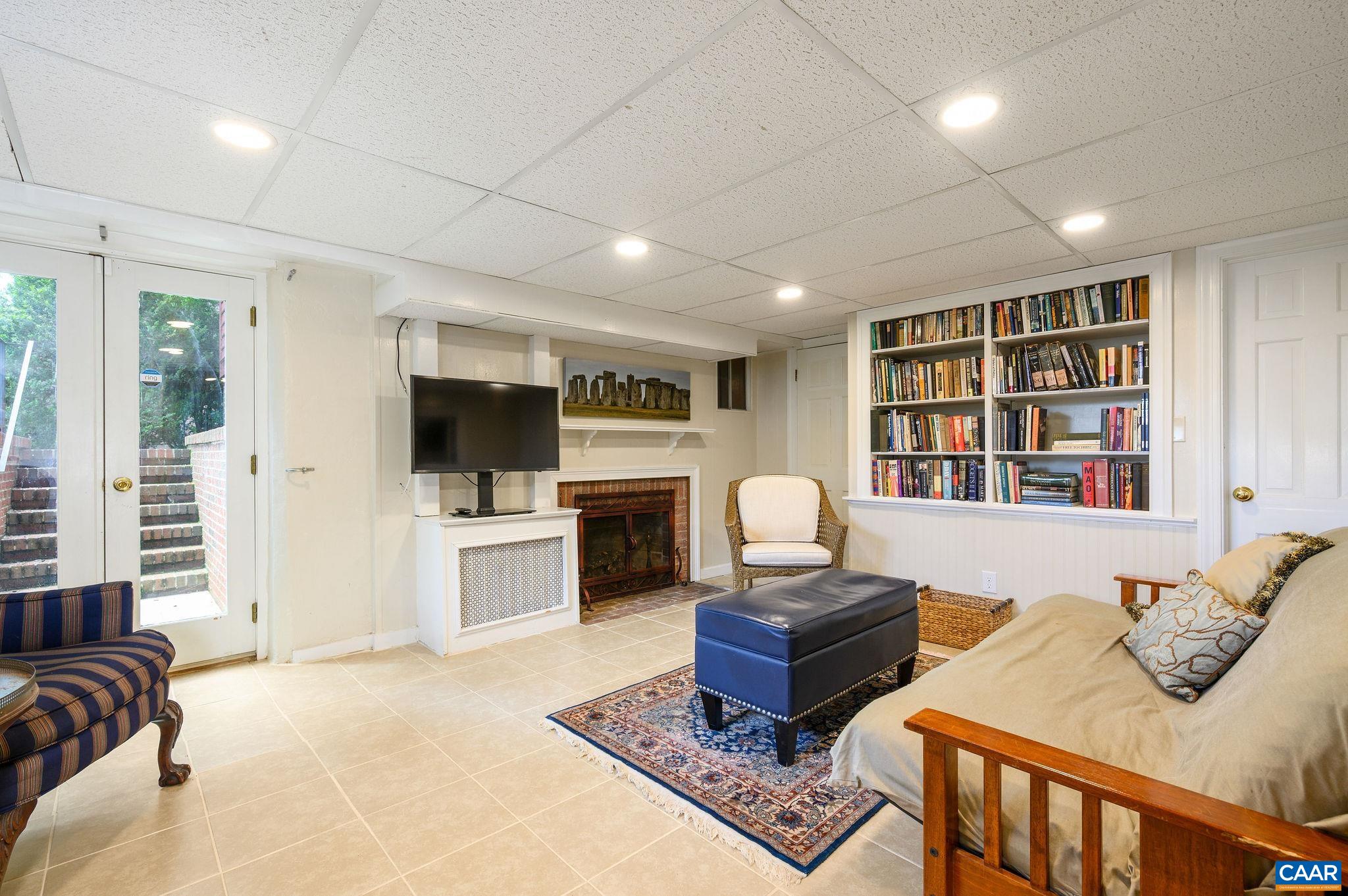 Terrace level family room with kitchenette
