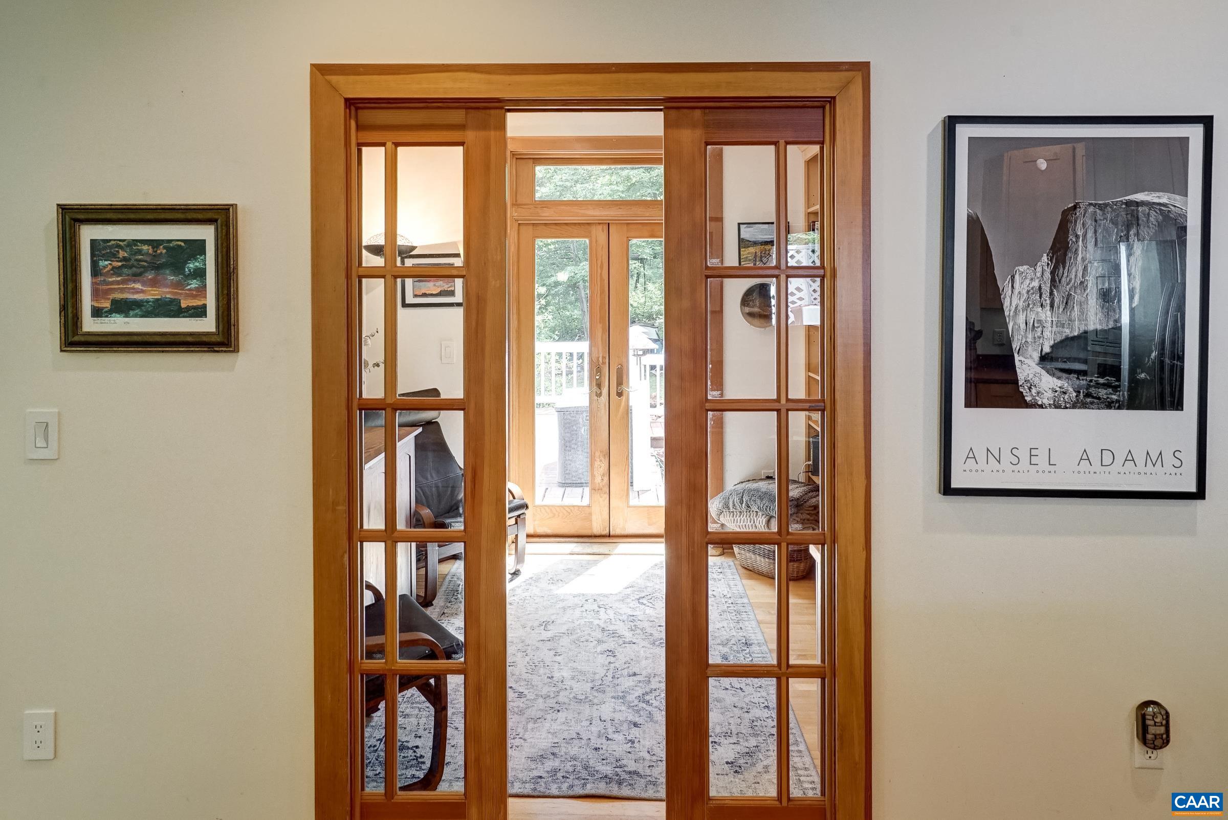 Sliding pocket doors lead to study