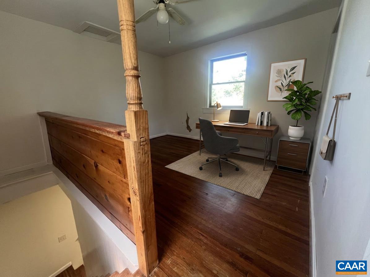 Virtually staged as an office space.