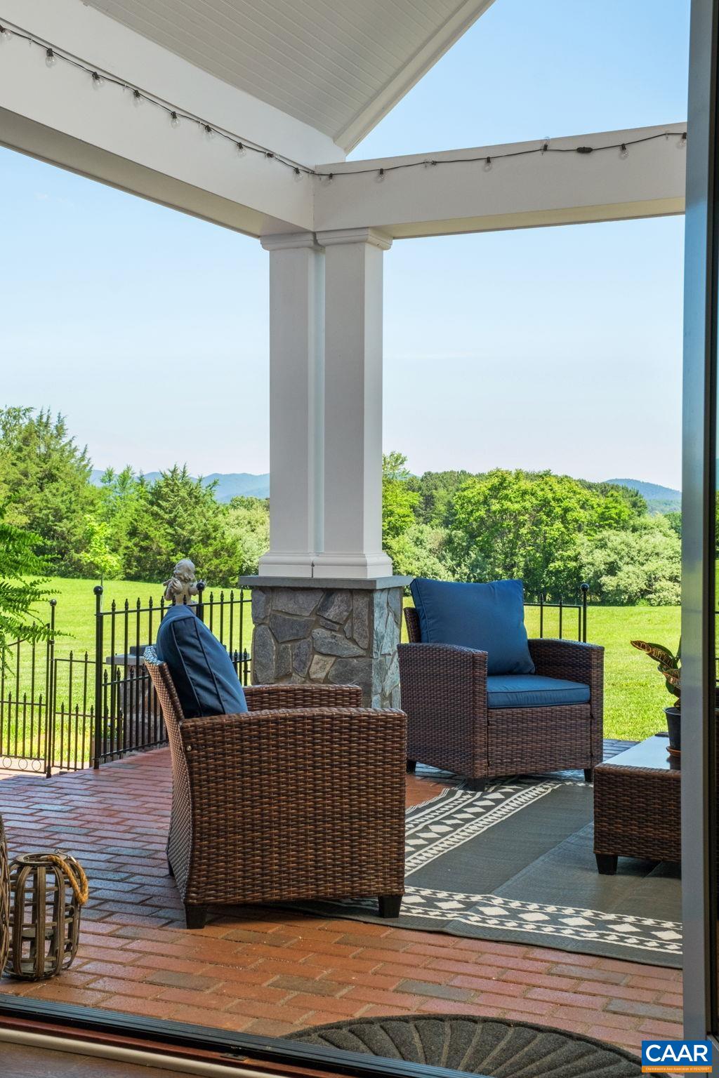 The covered back porch features quality craftsmanship. The covered back porch features quality craftsmanship.