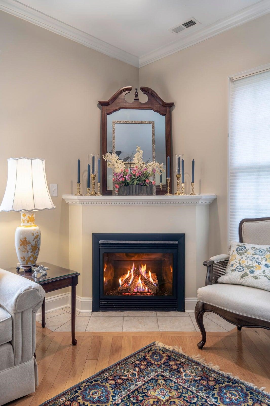 Virtually created fire in fireplace. Hey, it's Summer!