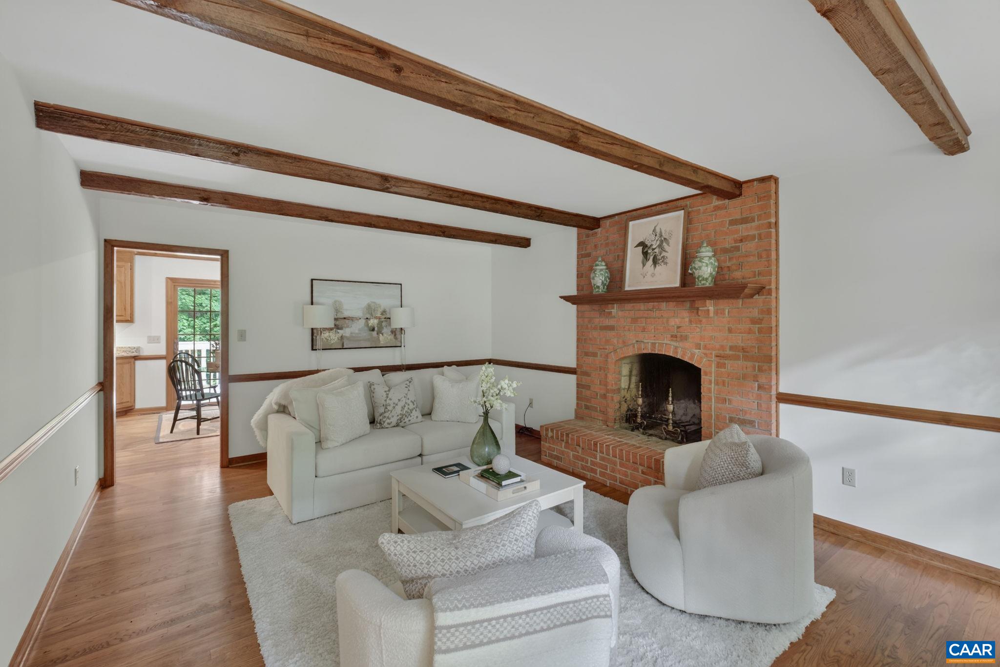Featuring a wood burning fireplace.