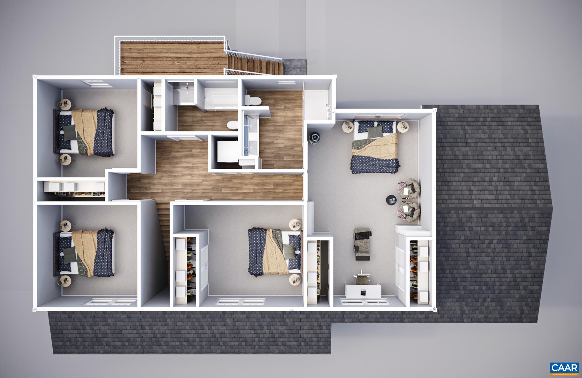 4 Brs, 2 full baths includes attached Primary Bath, and Laundry Room.