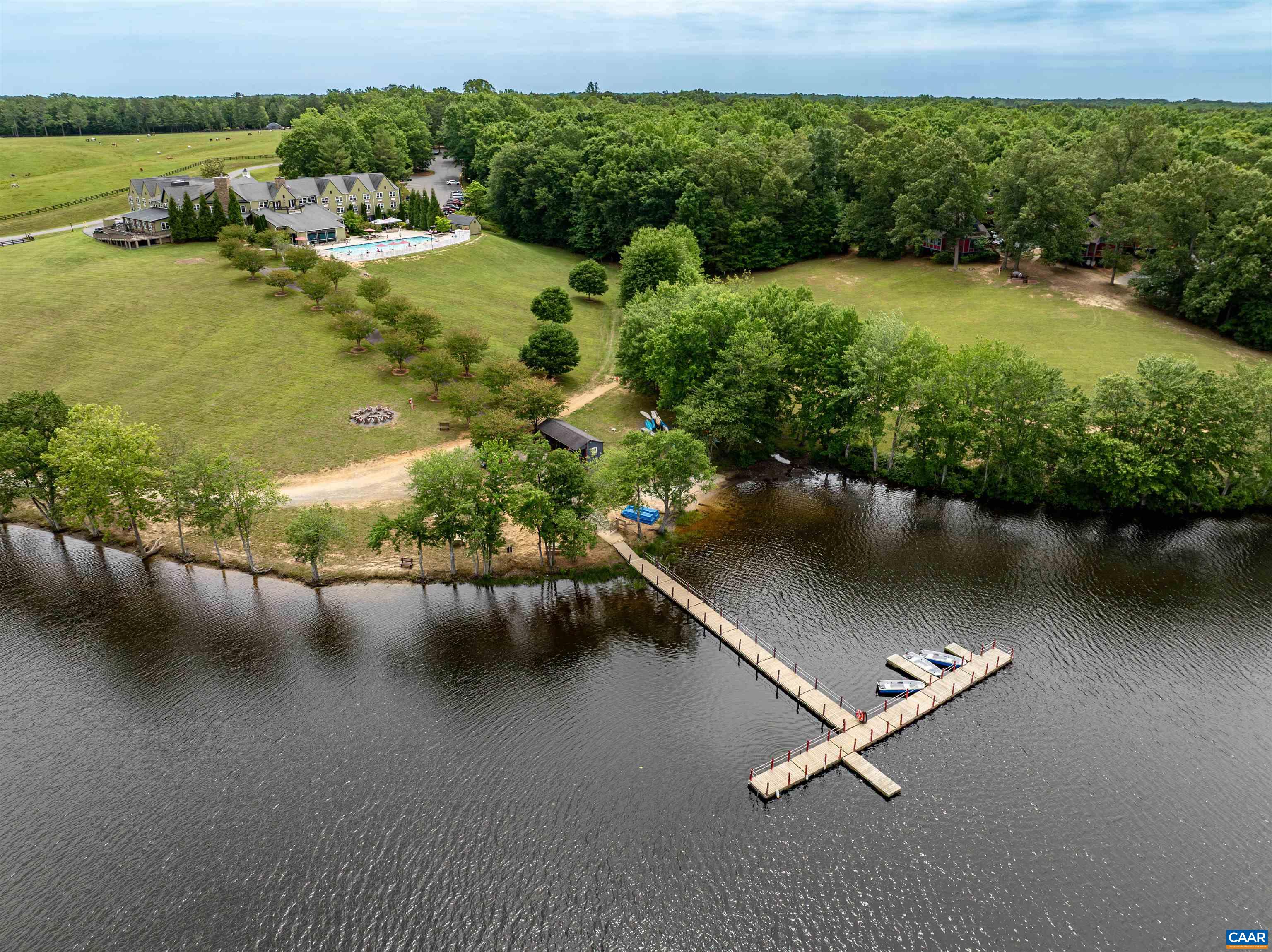 The lake is the focal point of the 1,000-acre wilderness retreat and offers a variety of outdoor and water activities.
