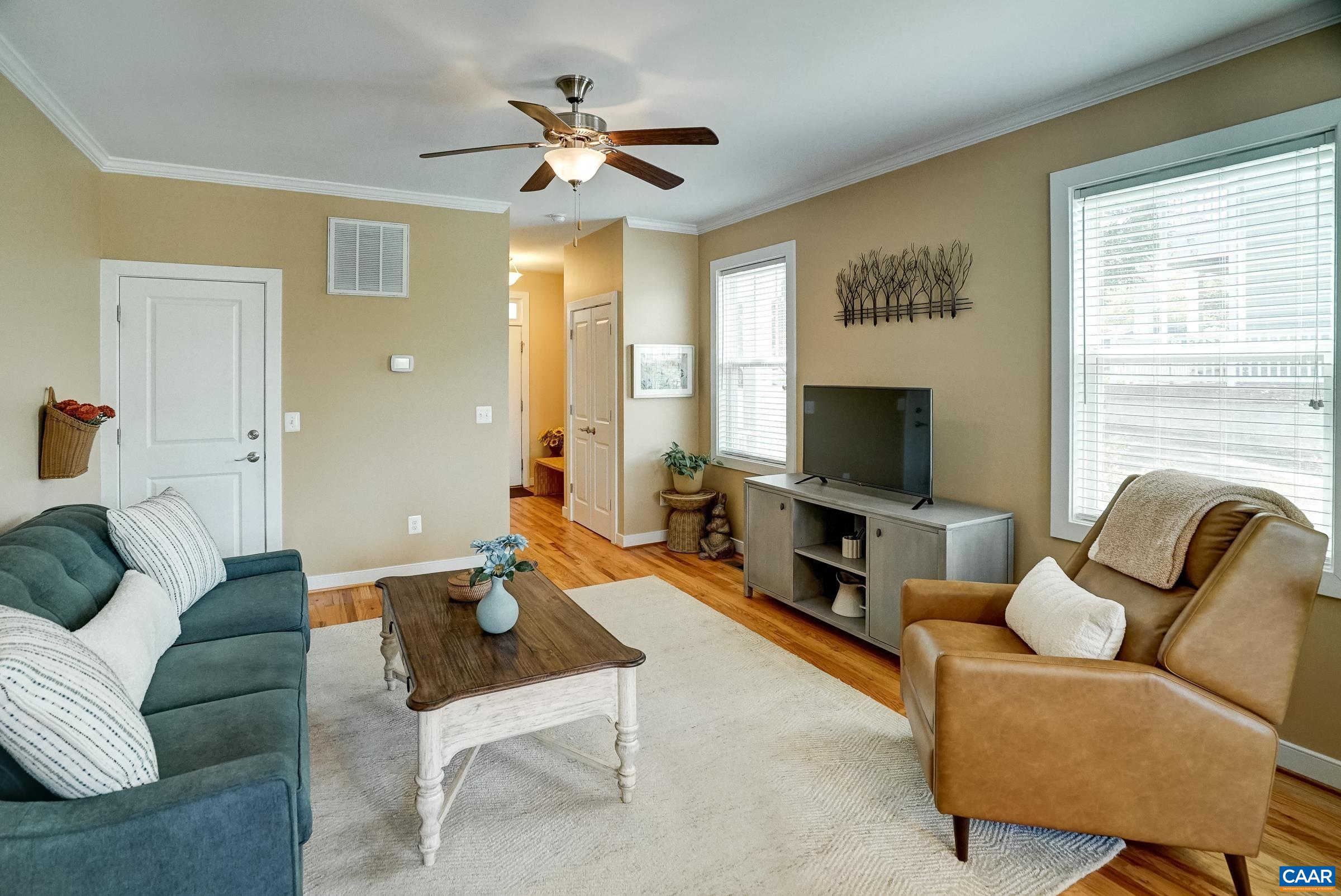 Extra windows make the home bright and airy.