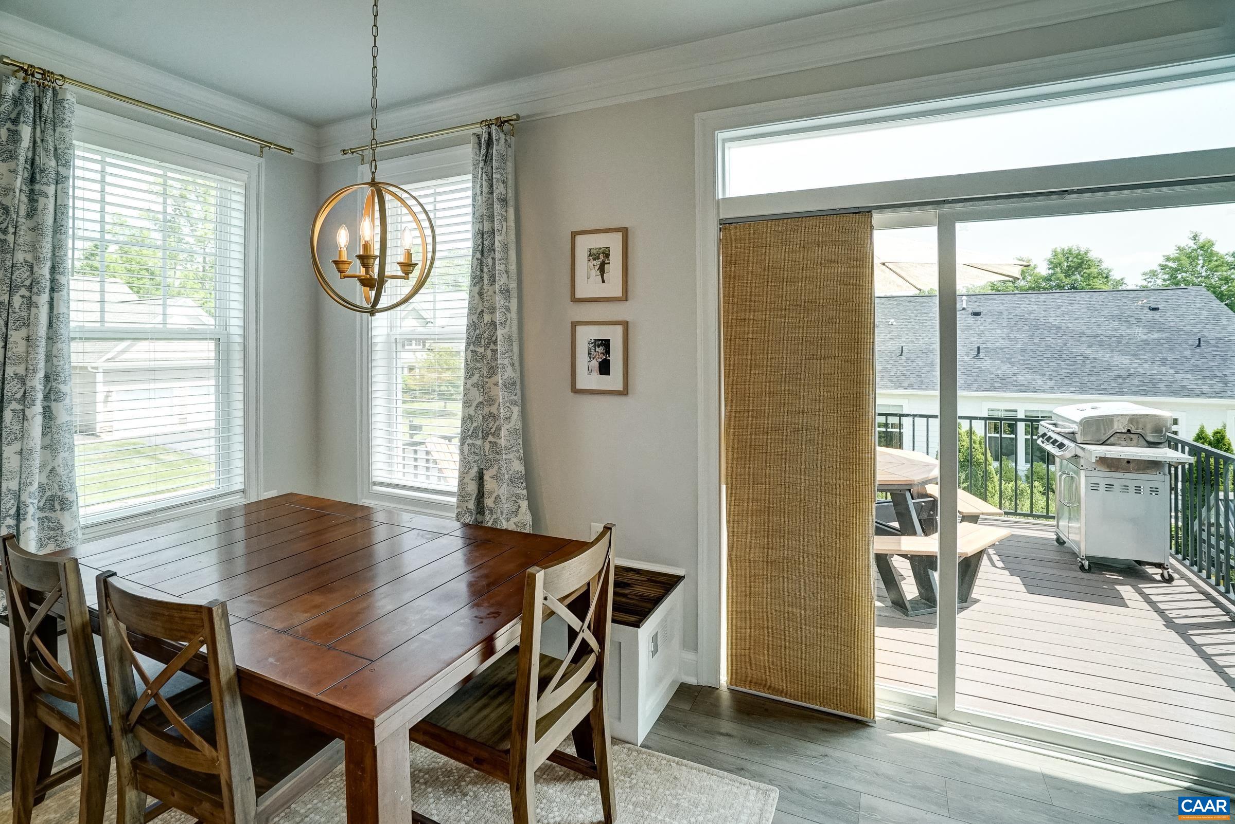Dining area with sliding doors to deck.