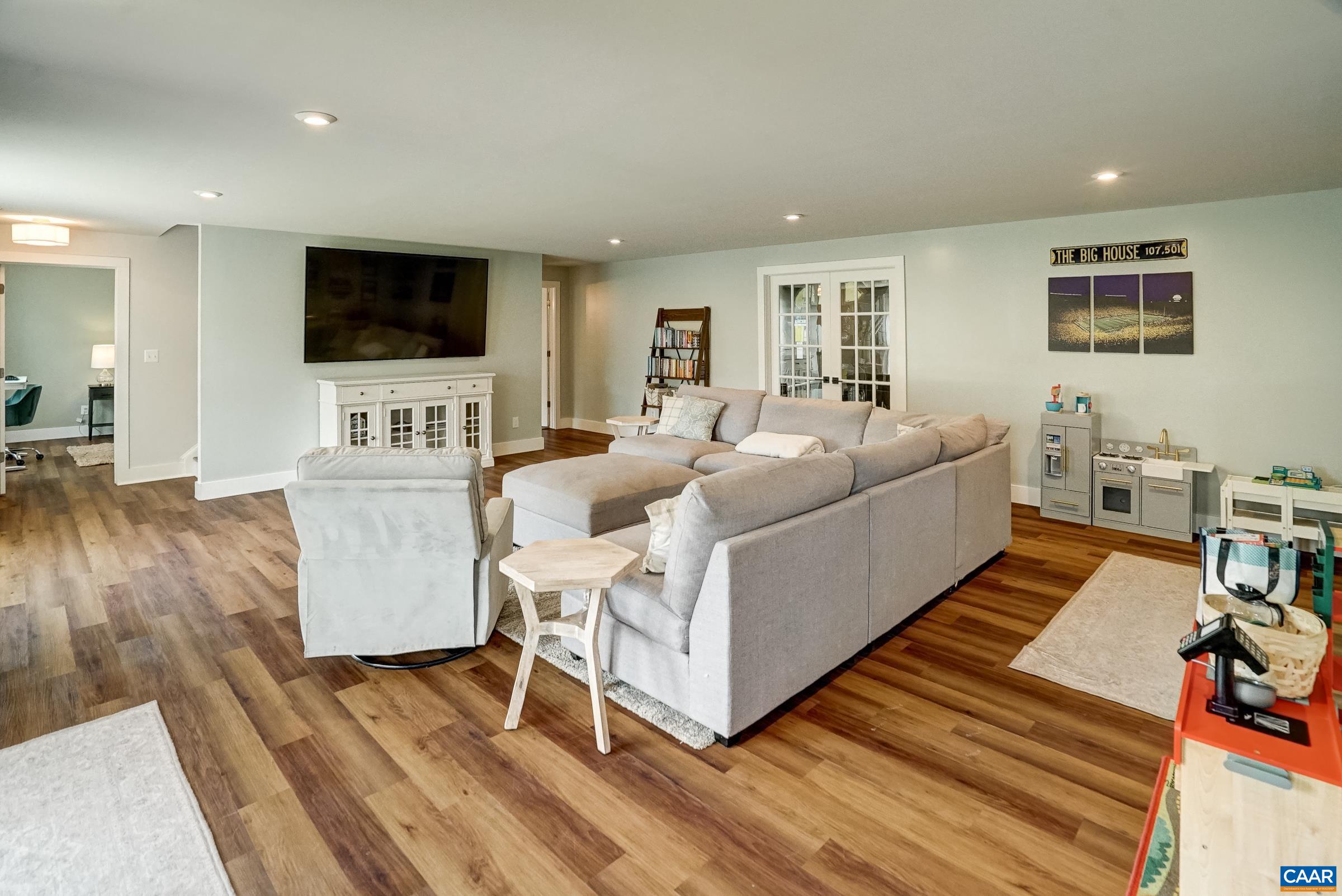 Large rec room is a great play area or media space.
