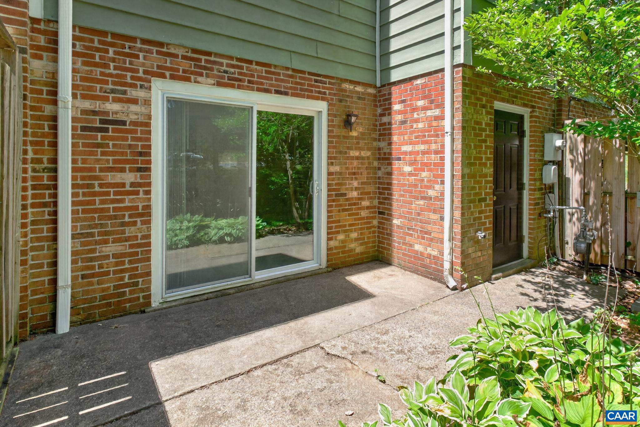 Rear patio and storage closet.