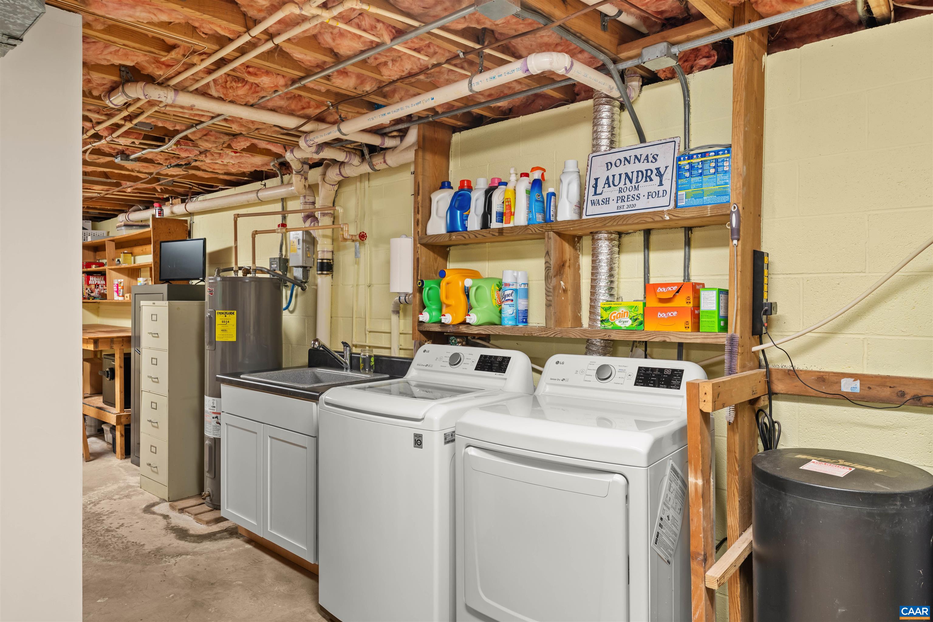 There is a half bath plumbed to include a sink.