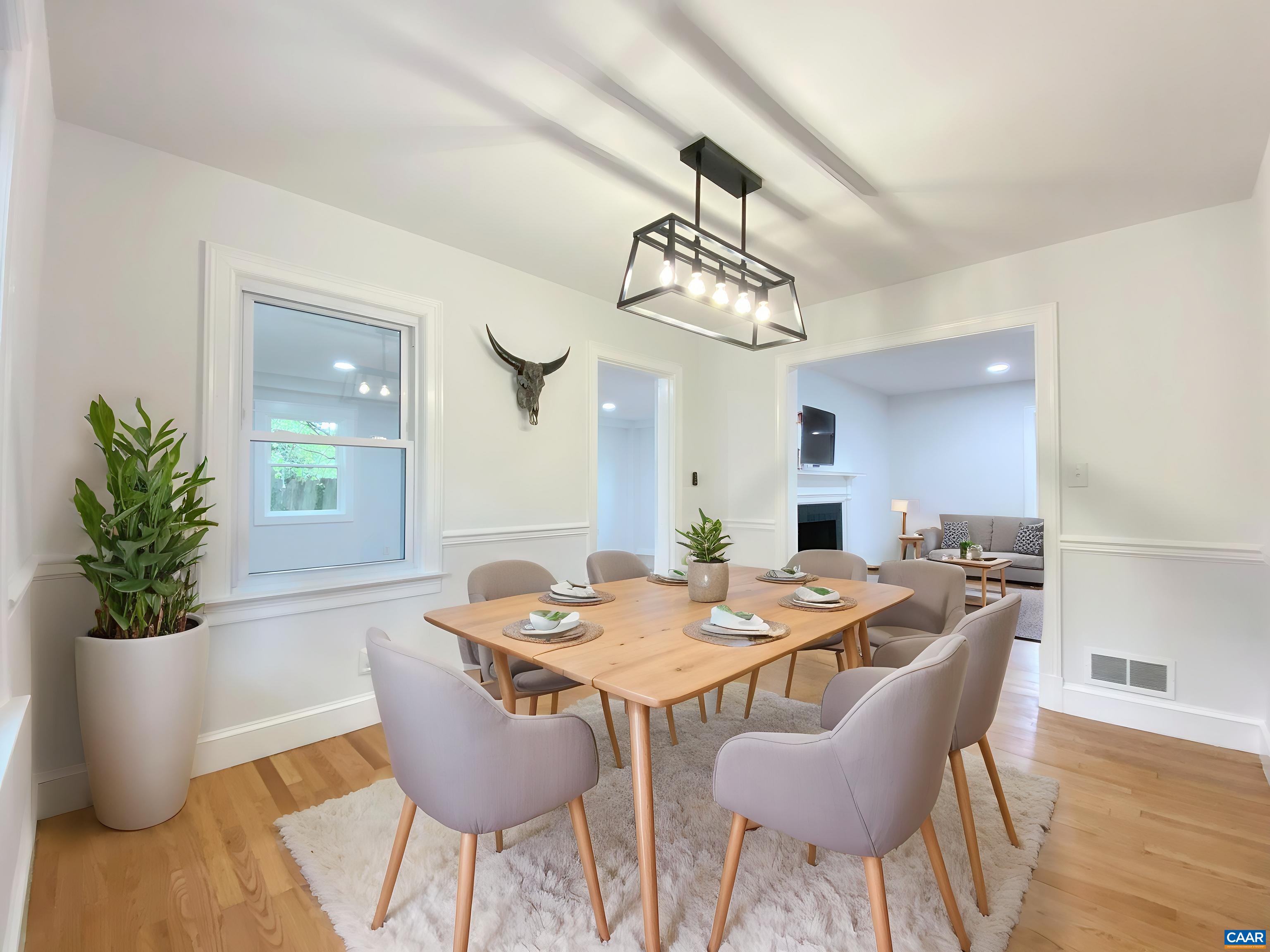 Upgraded lighting - you select the mood via remote. Dining room furniture is virtually staged. Upgraded lighting - you select the mood via remote. Dining room furniture is virtually staged.
