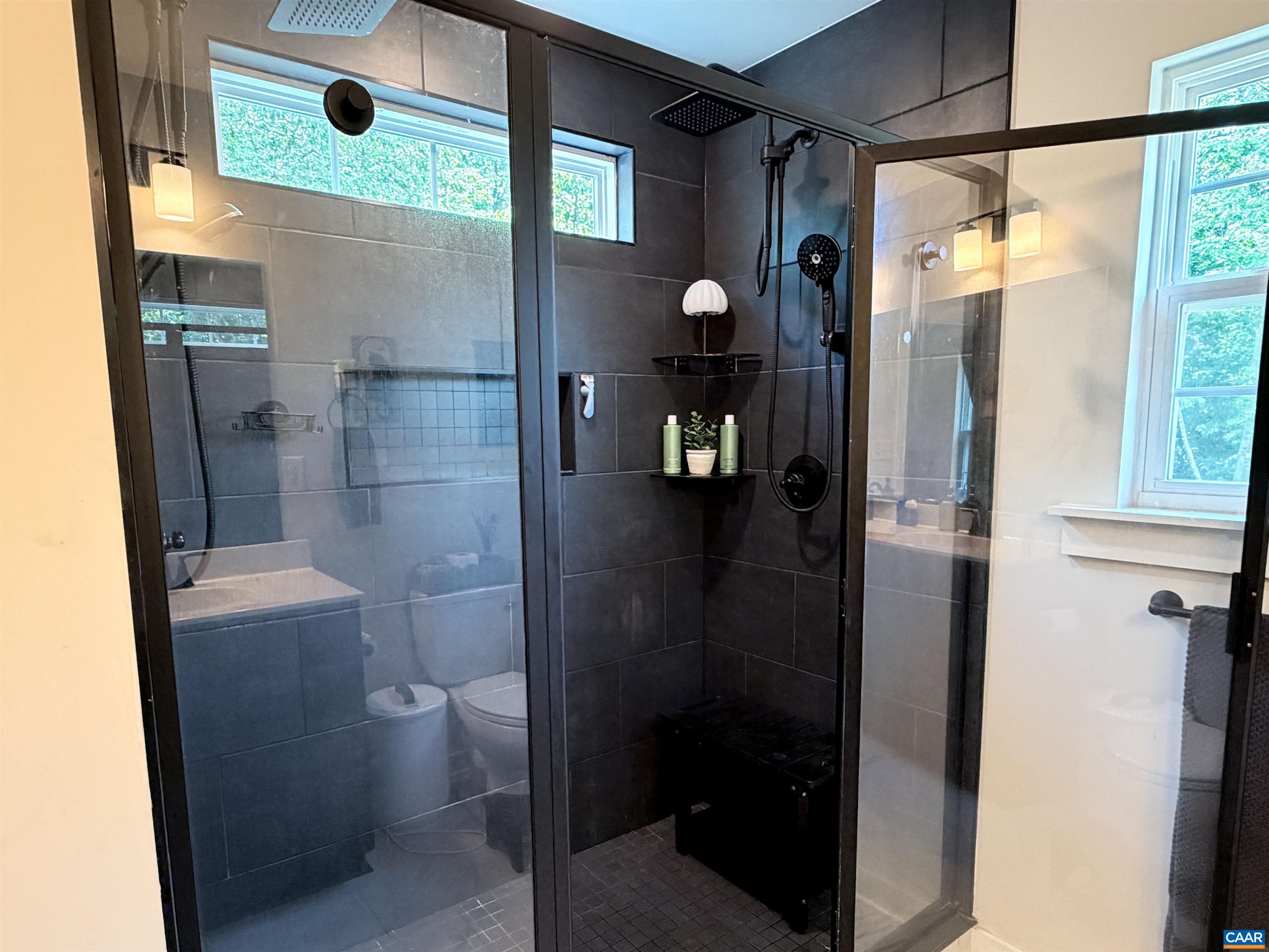 Oversized shower with double shower heads Oversized shower with double shower heads