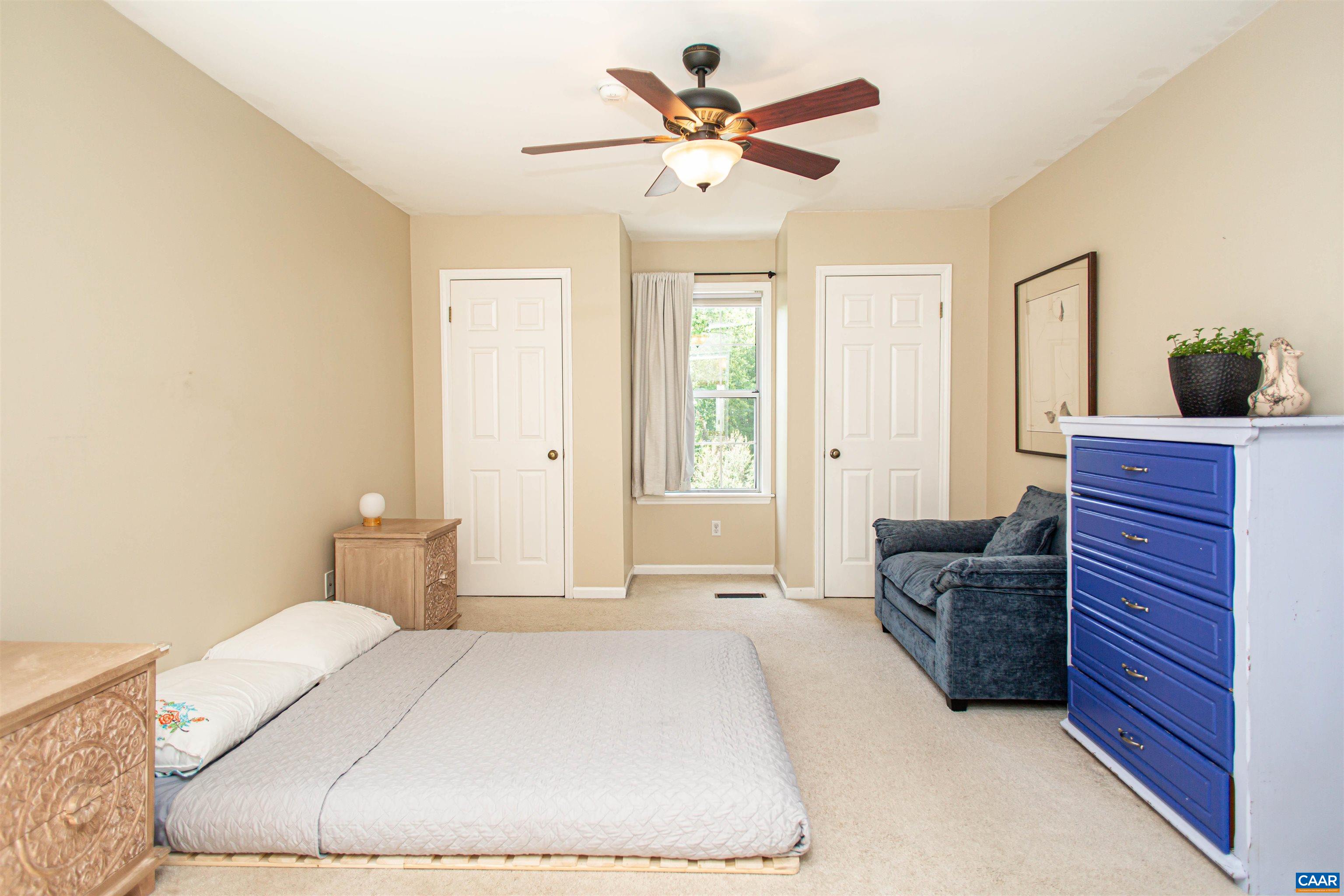 Large primary bedroom includes two closets. Large primary bedroom includes two closets.