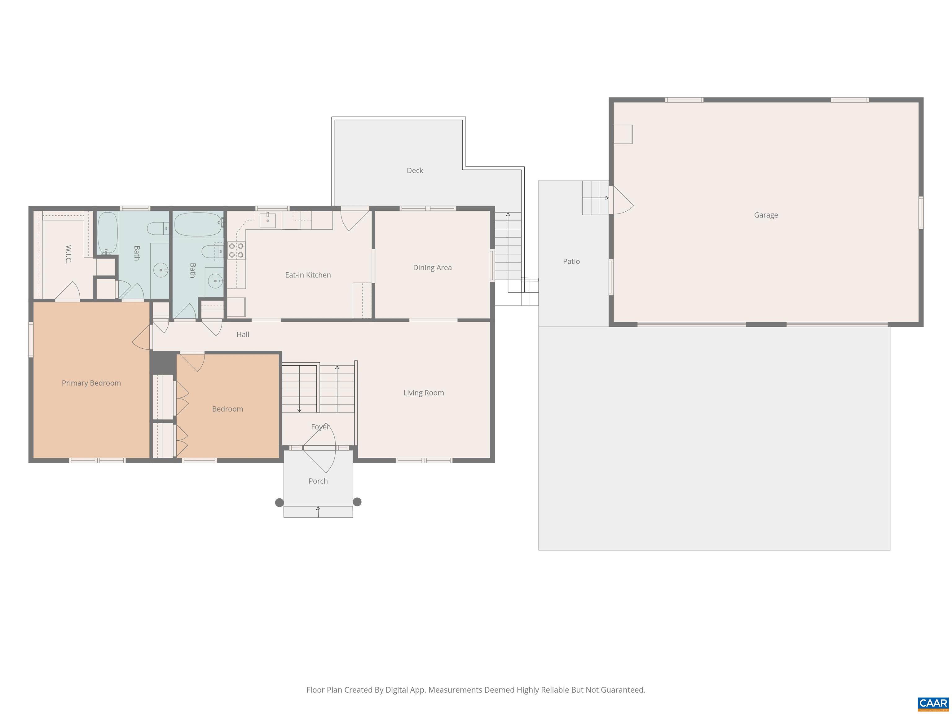 Inviting main-floor layout featuring a spacious living room, eat-in kitchen, formal dining area, primary bedroom suite, and seamless access to a rear deck and patio—leading directly to an expansive garage/workshop! Ideal for comfortable daily living!