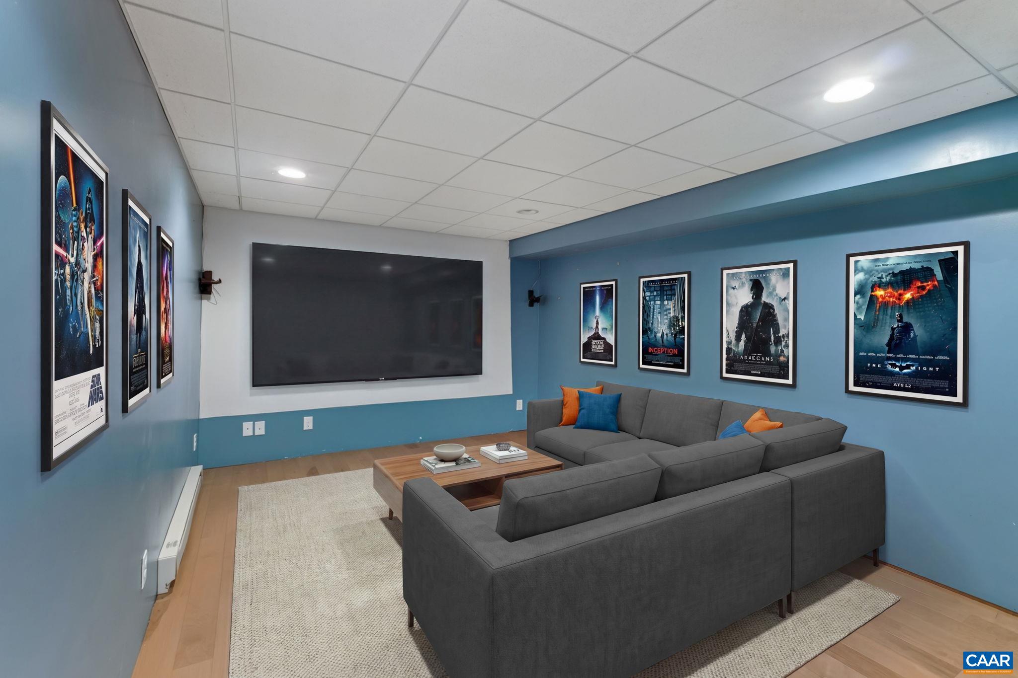 Great spot for a home theater as the projector conveys!