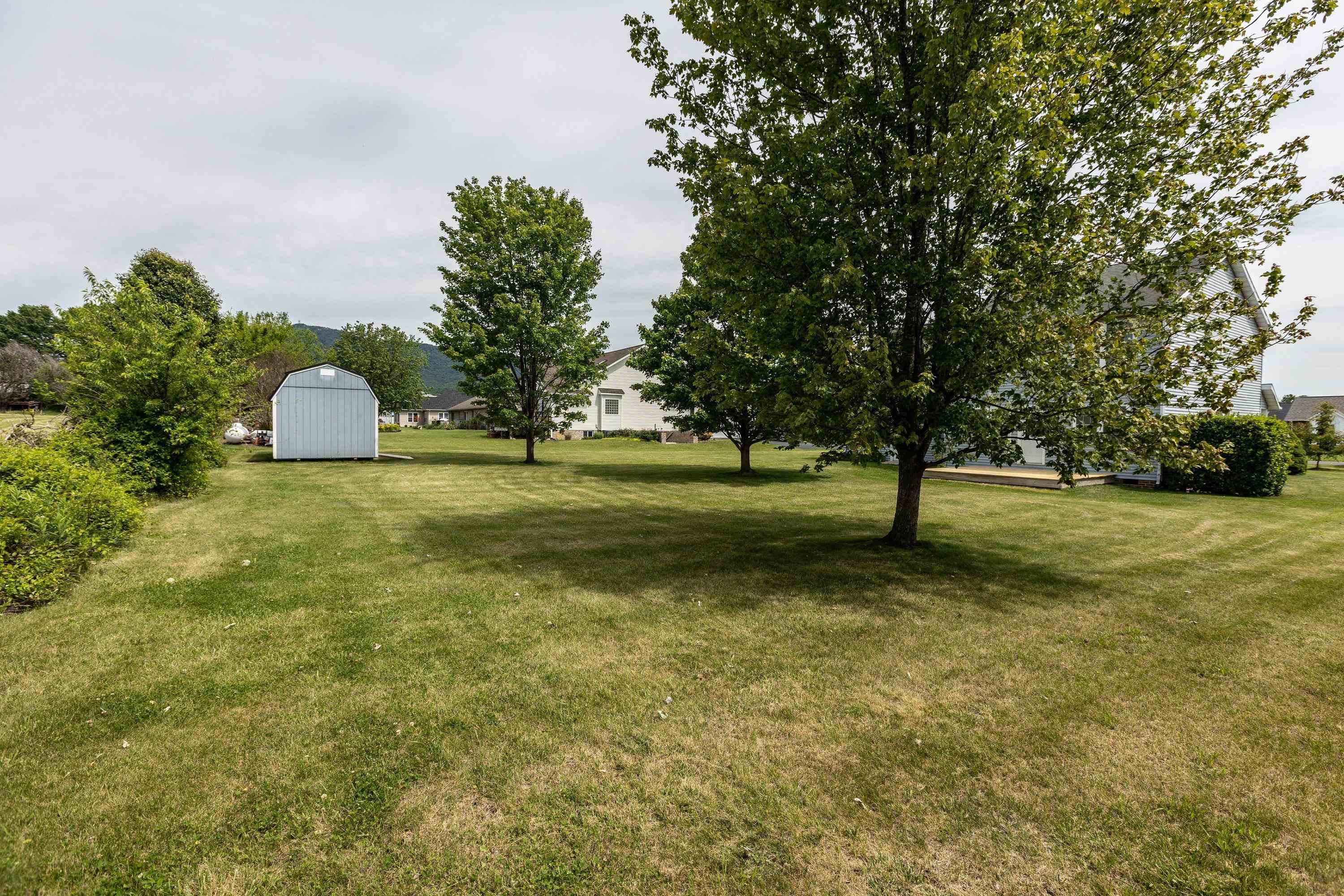 The back view of the home highlights the spacious, mostly level yard, extensive landscapting, mature trees, and much more! The back view of the home highlights the spacious, mostly level yard, extensive landscapting, mature trees, and much more!