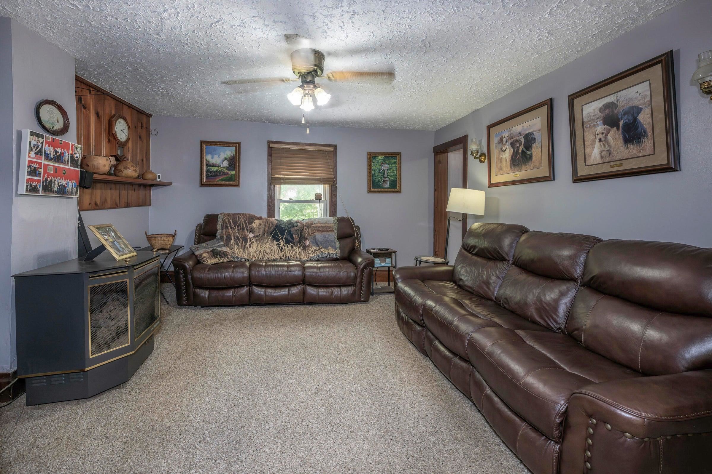 Living room with propane fireplace
