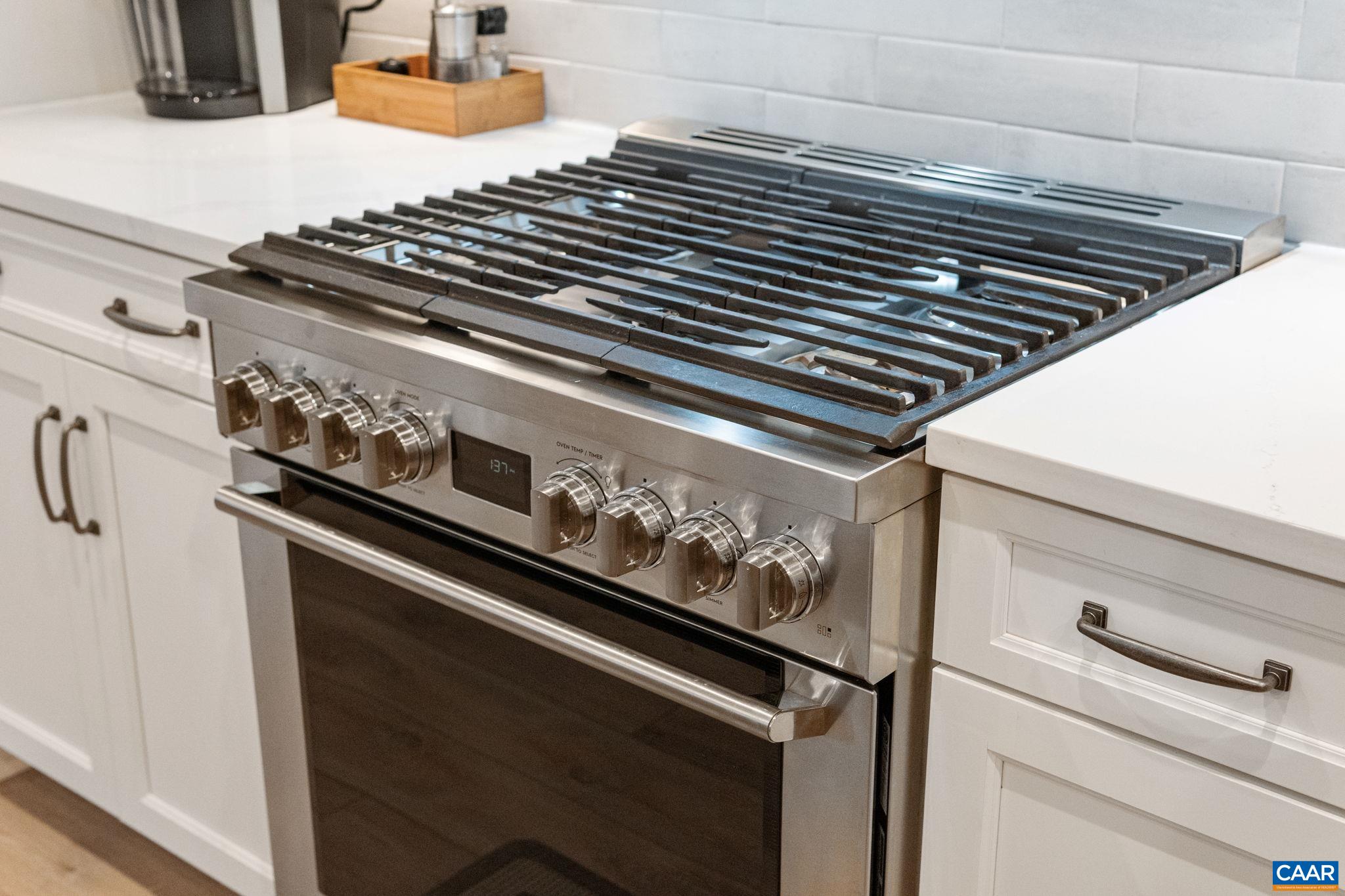 Stainless gas range.