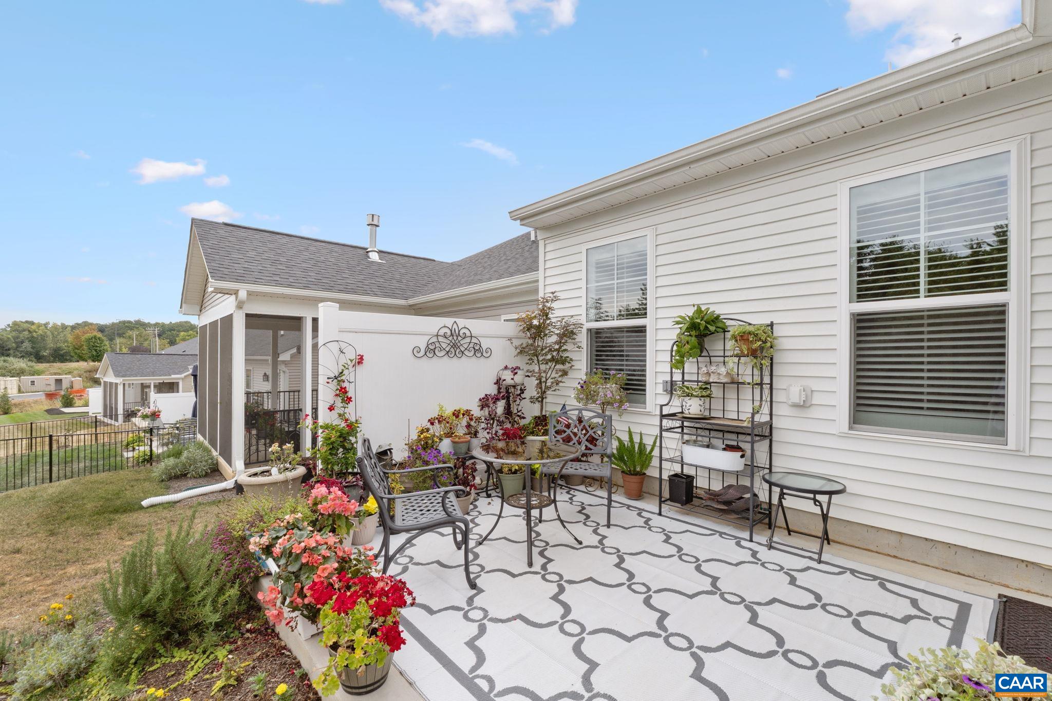 Patio with privacy fence.