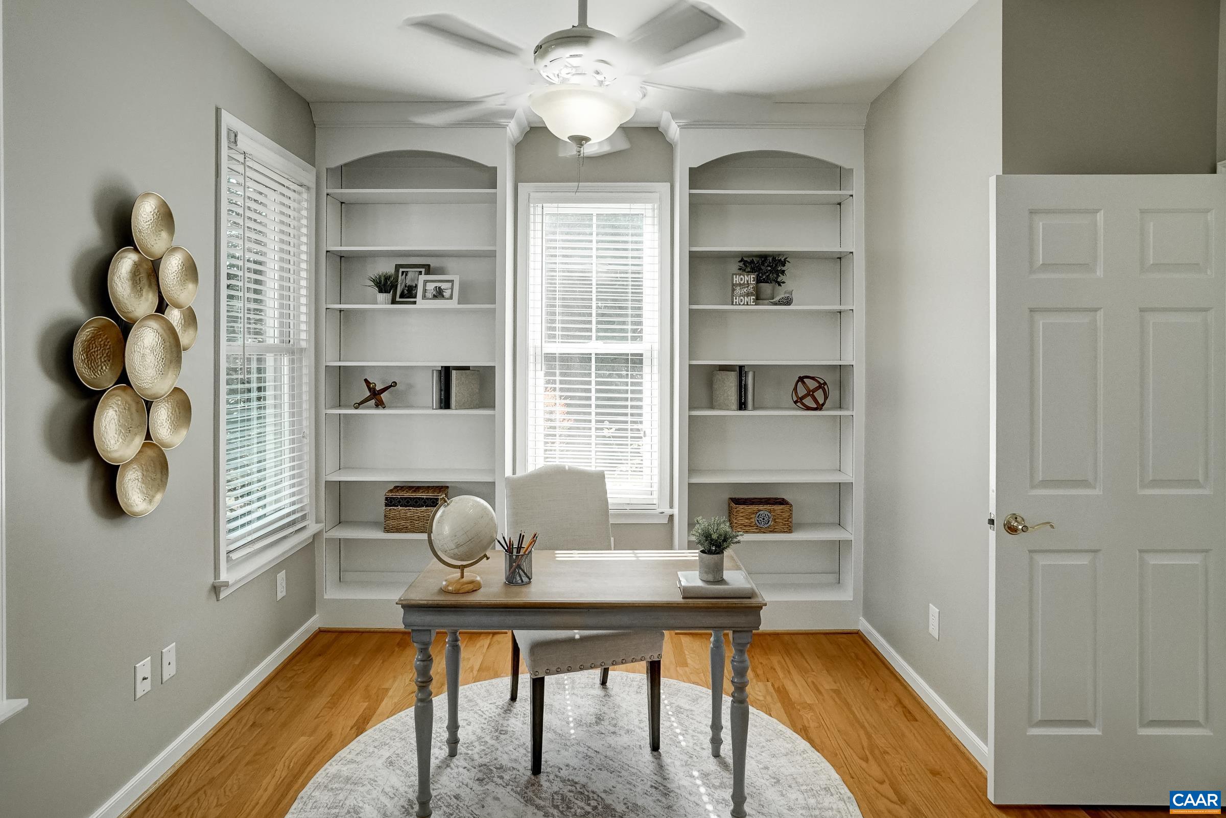 HOme office with built-ins connects to primary suite. HOme office with built-ins connects to primary suite.
