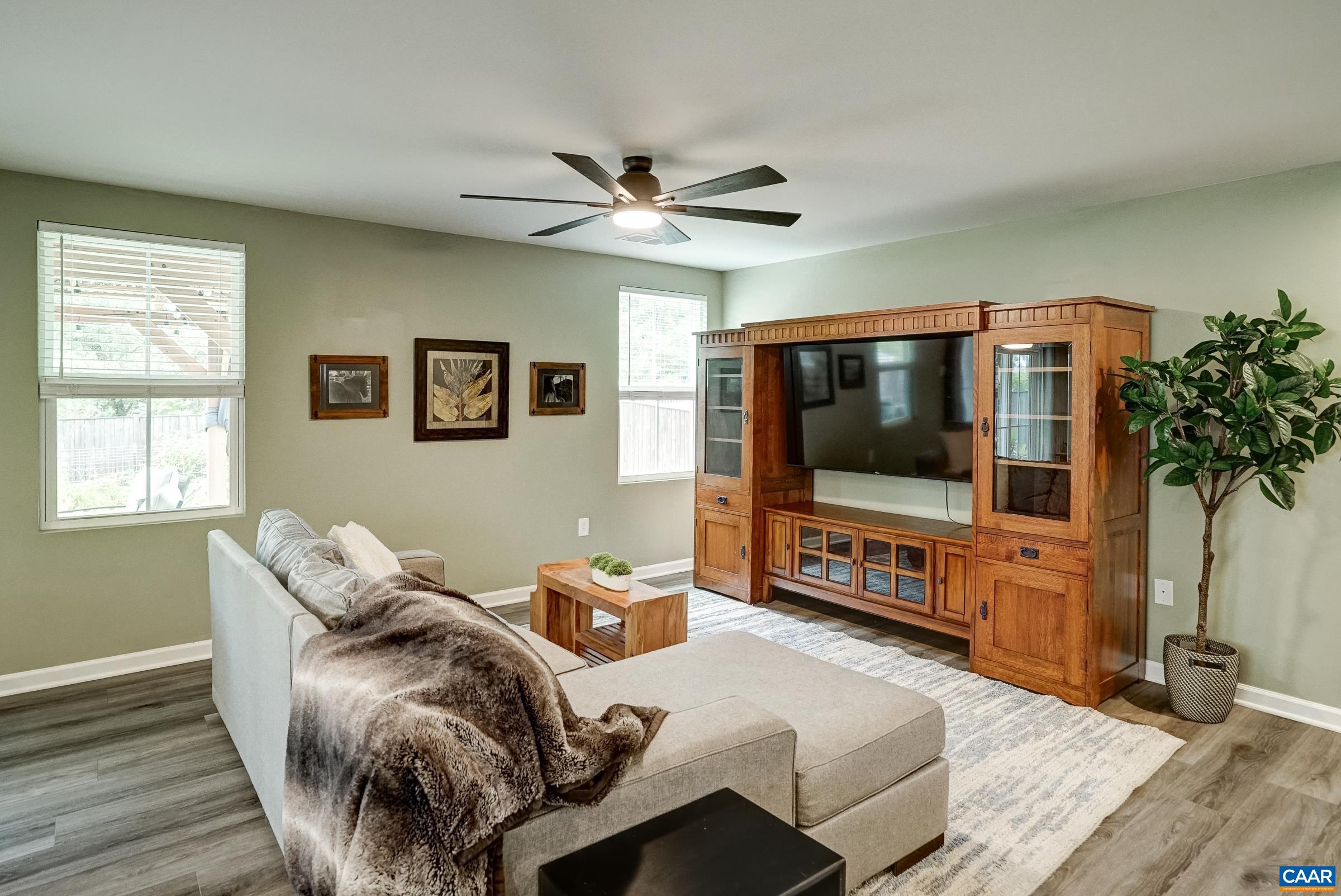 Great room with ceiling fan Great room with ceiling fan