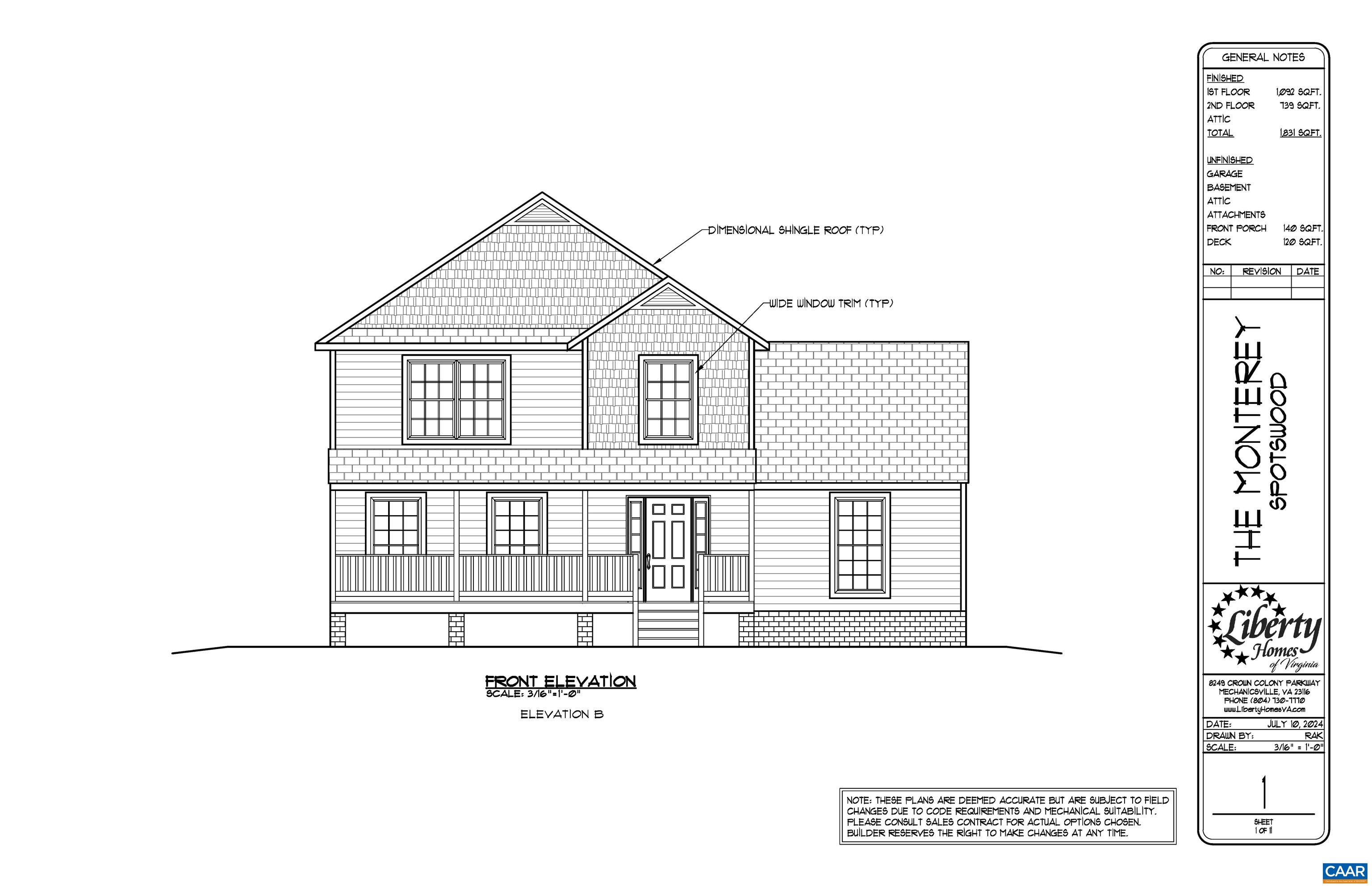 2536 SOUTH SPOTSWOOD TRL, LOUISA, Virginia 23093, 4 Bedrooms Bedrooms, ,2 BathroomsBathrooms,Residential,The Monterey,2536 SOUTH SPOTSWOOD TRL,680927 MLS # 680927