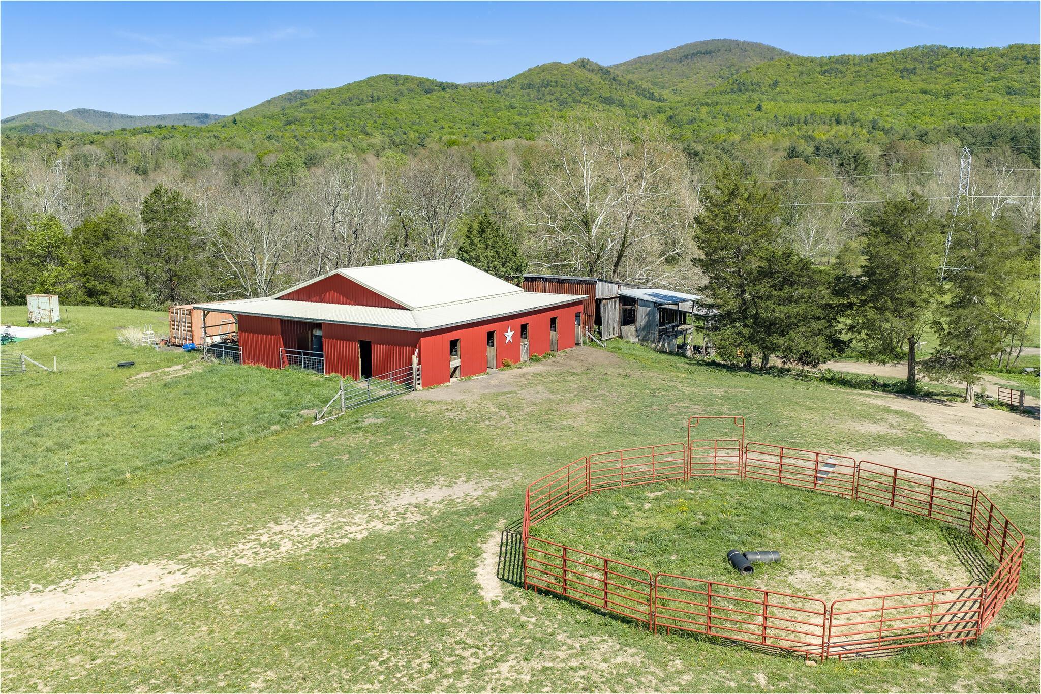 A foundation is already in place within the main barn for a future meat processing room. A foundation is already in place within the main barn for a future meat processing room.