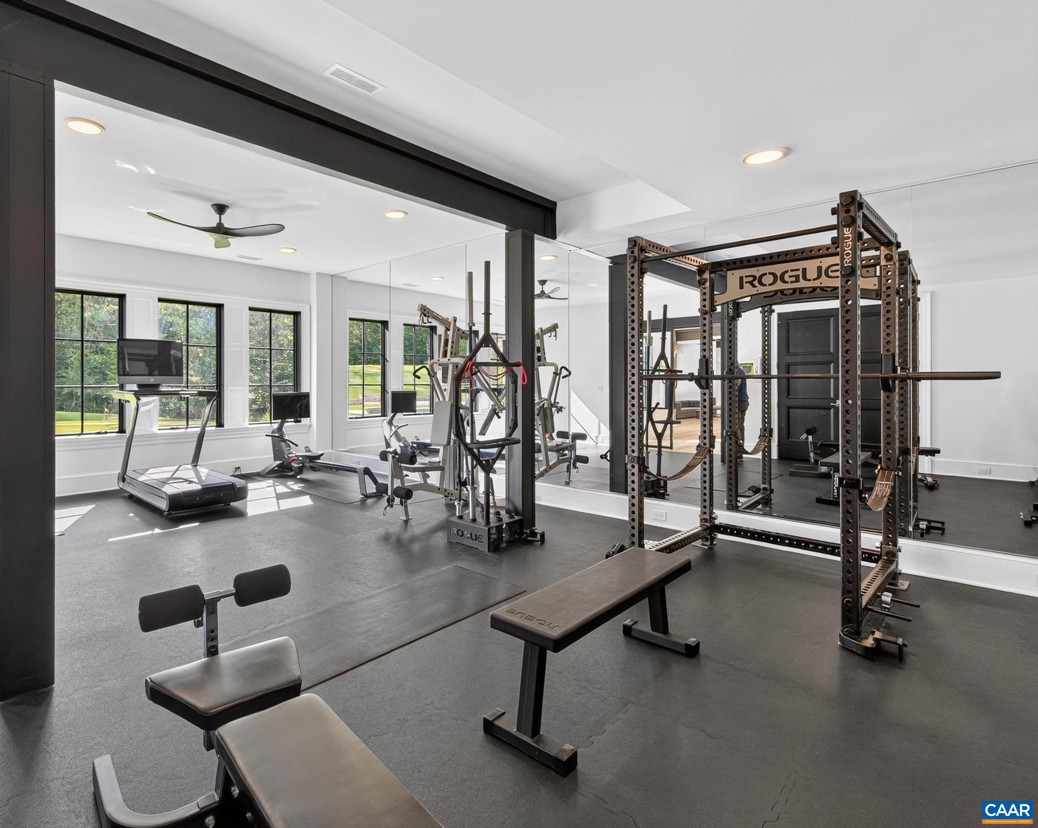 Gym with rubber mat flooring Gym with rubber mat flooring