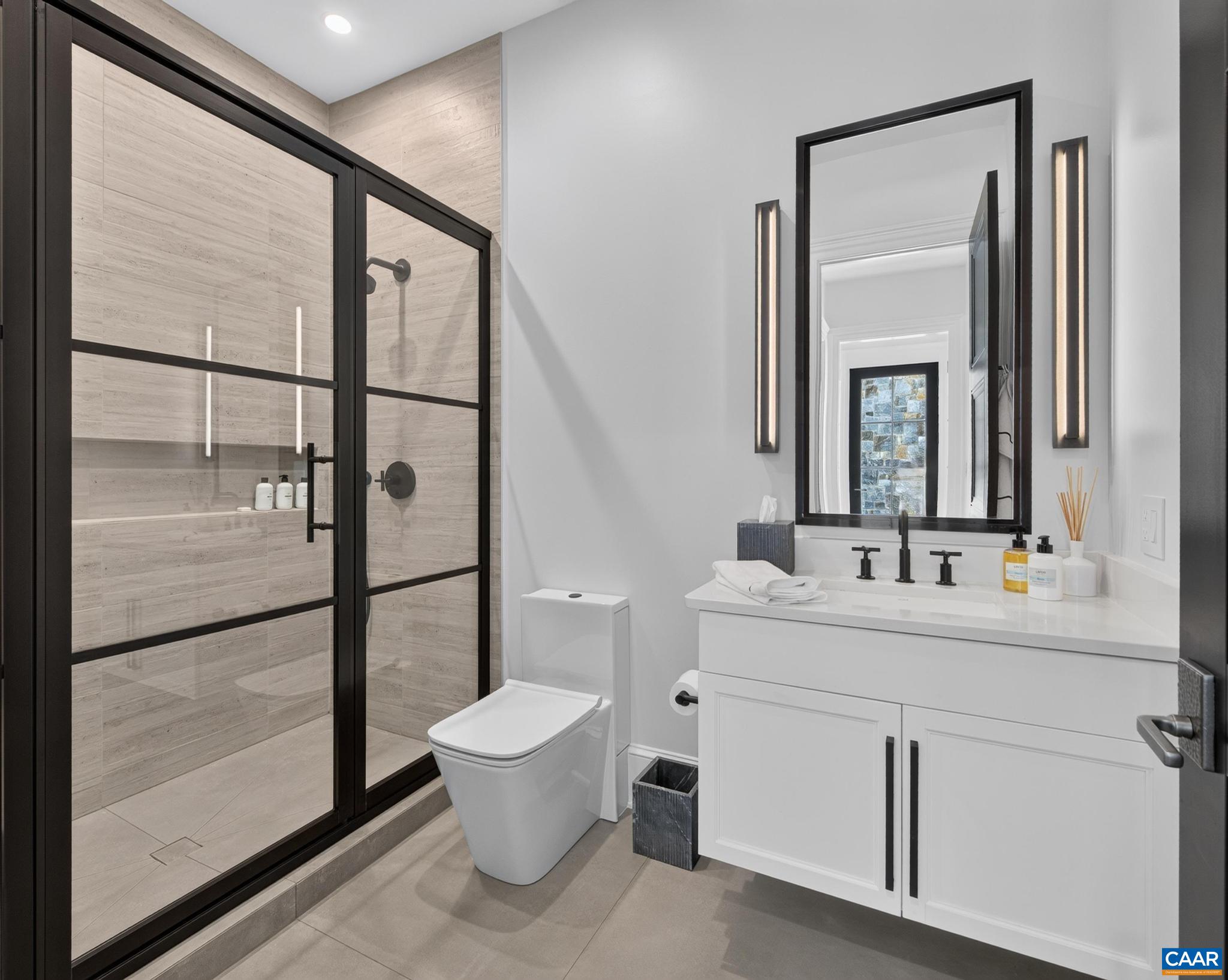 Full bath with easy pool access Full bath with easy pool access
