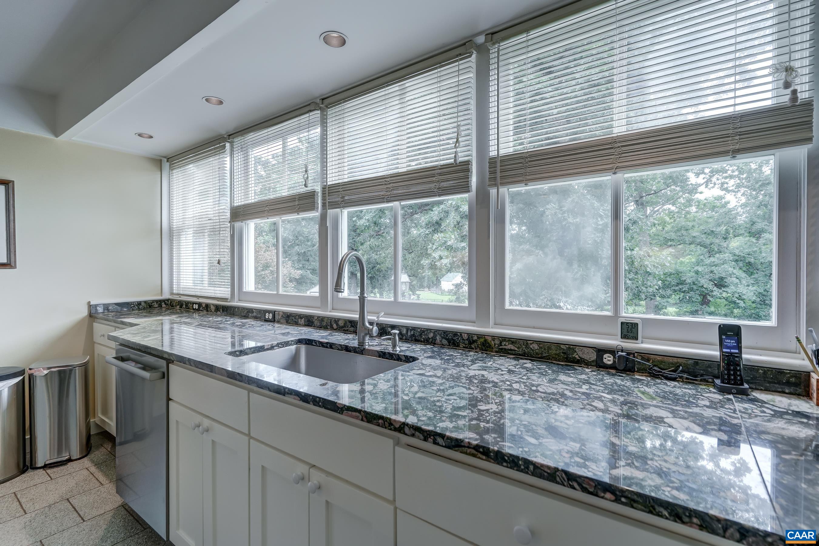 Granite and stainless countertops