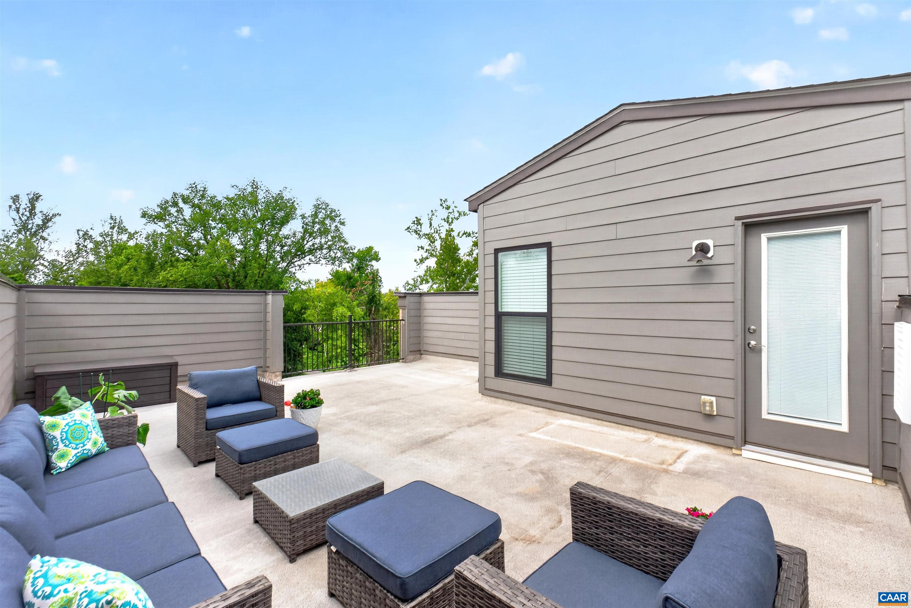 Roof top deck offers 500sf of outdoor living. Room for seating area and dining area.