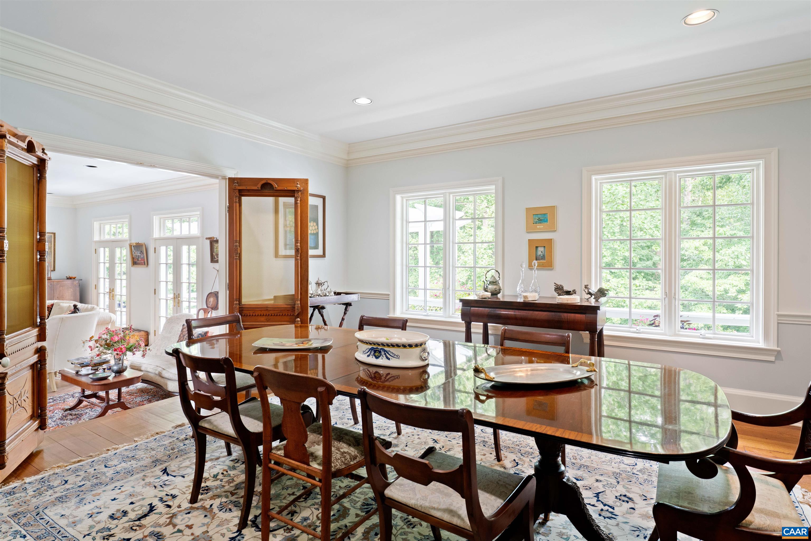 A classic space that flows well with the sunken living room and kitchen.